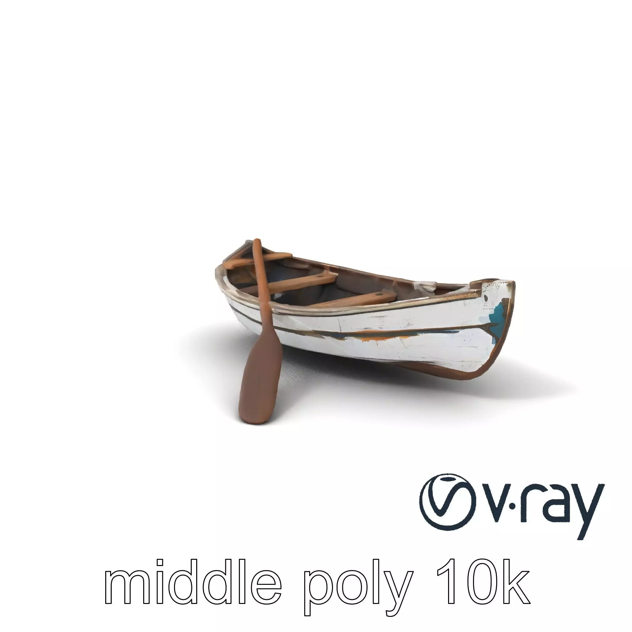 Weathered Rowboat and Oars Historical model pack Low-poly 3D model_0