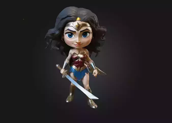 Wonder Woman 3D Printable Stylized Caricature Figure