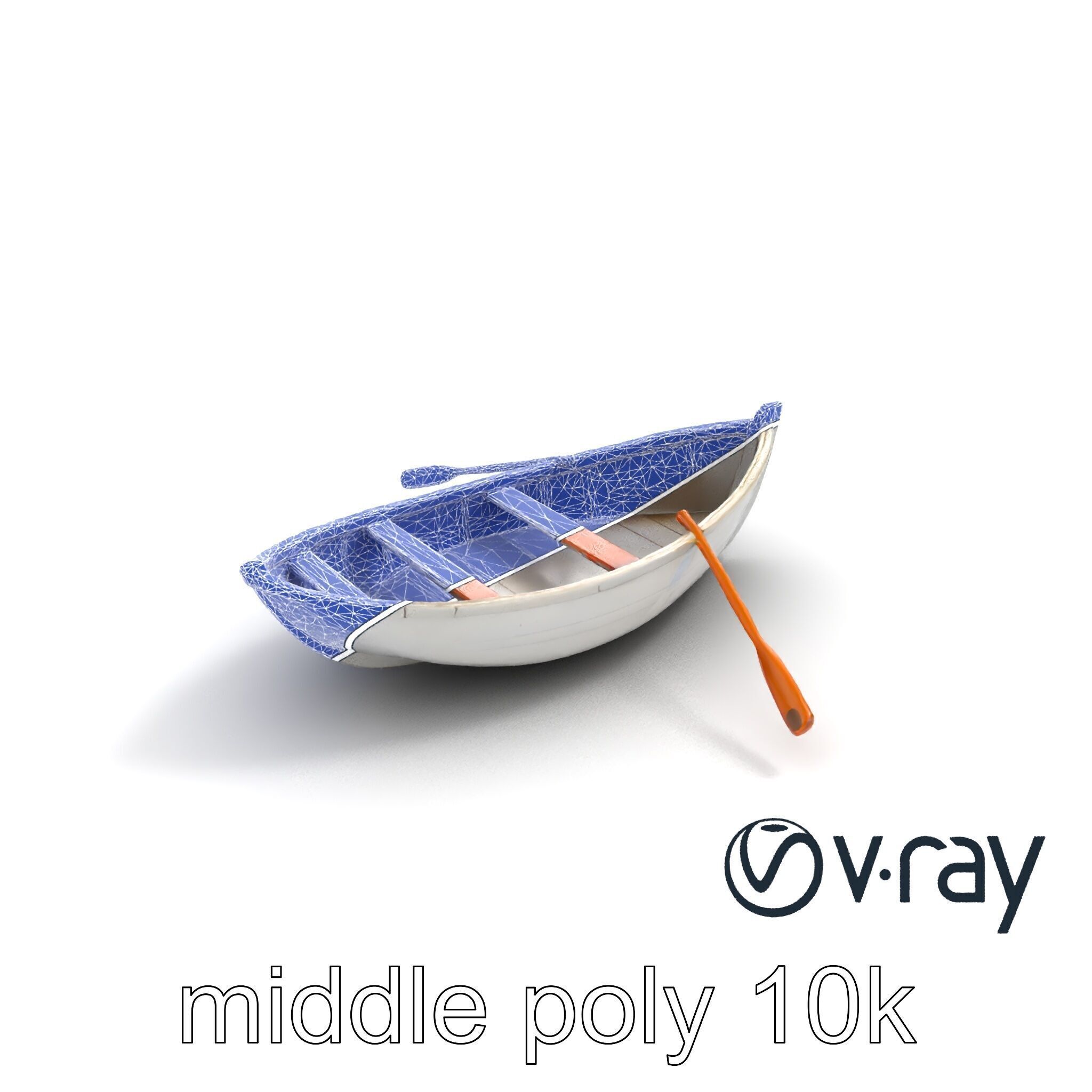 Rowboat with Oars Coastal Design model pack Low-poly 3D model_11