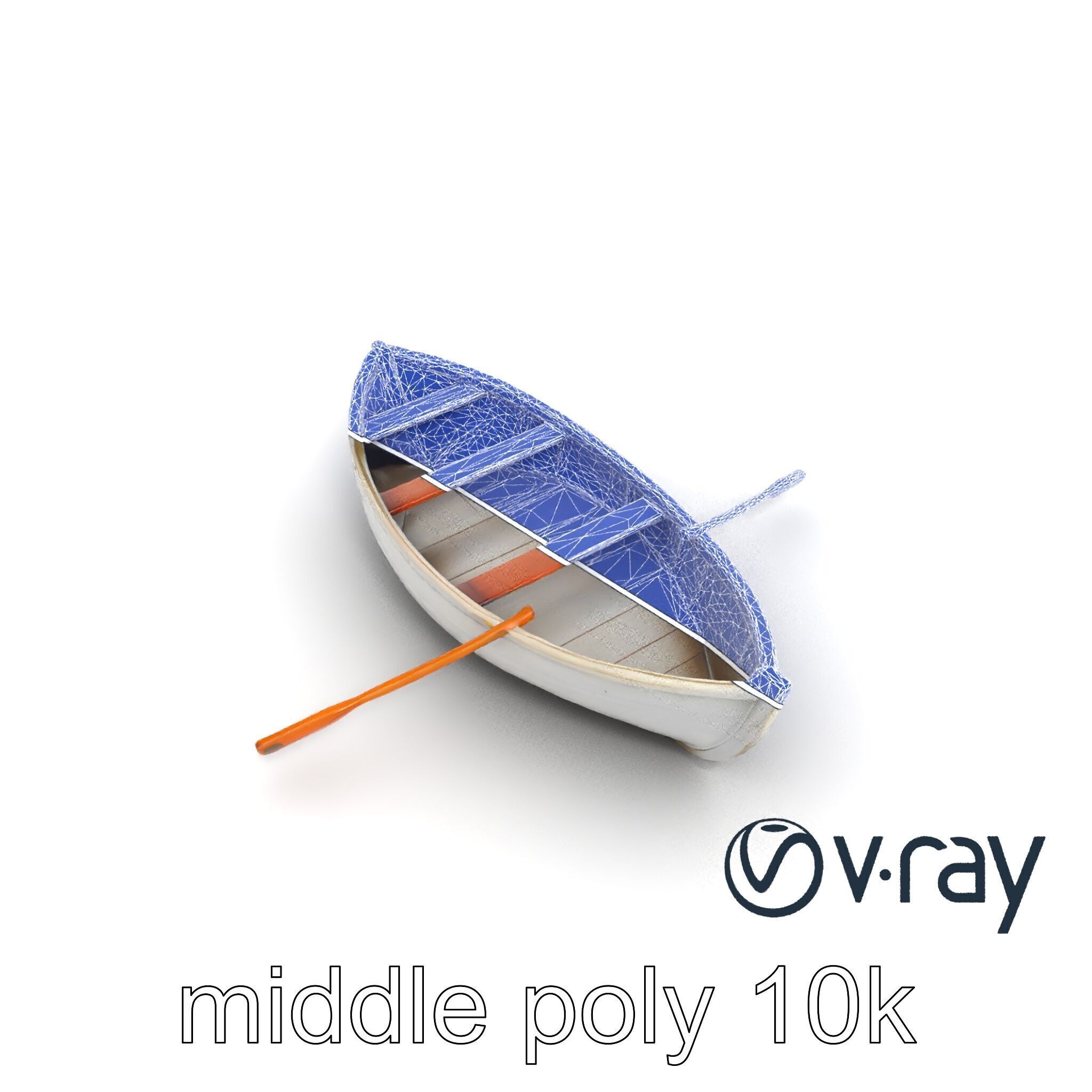 Rowboat with Oars Coastal Design model pack Low-poly 3D model_29