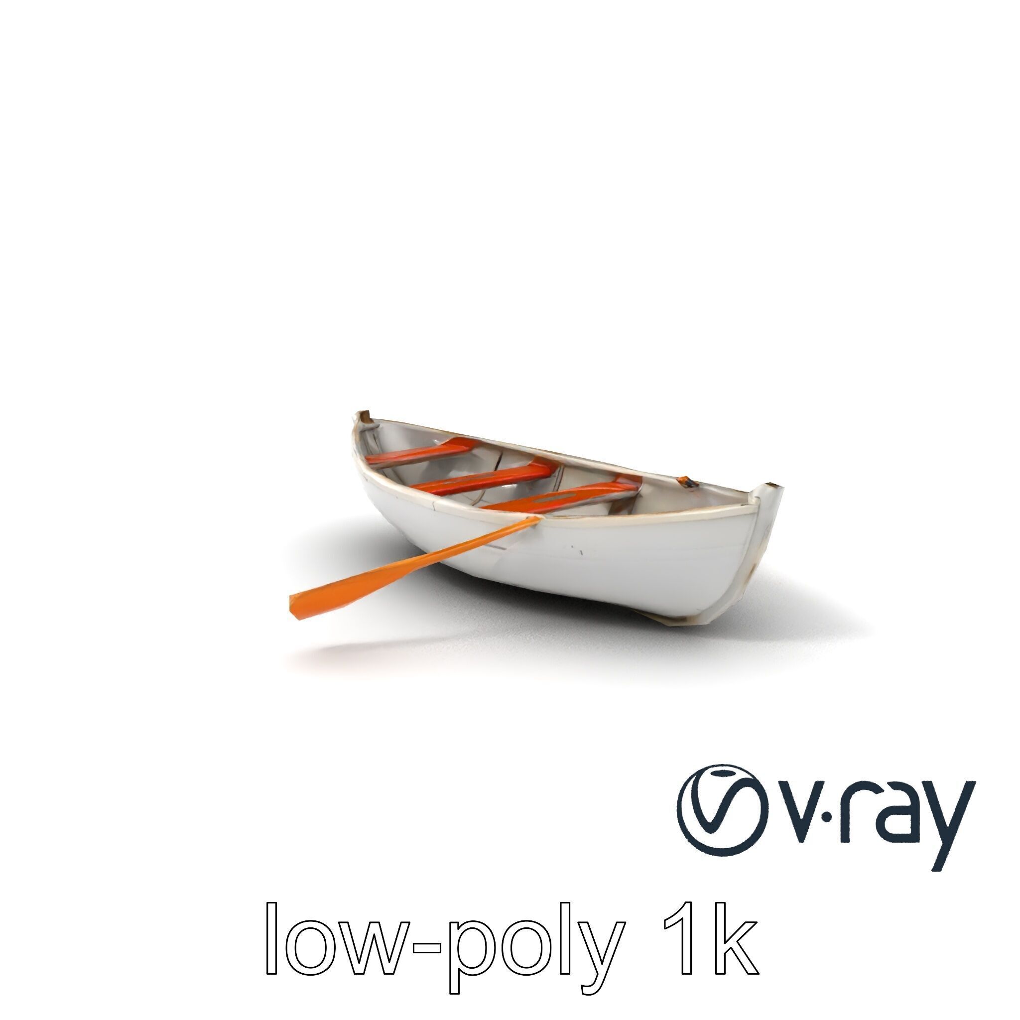 Rowboat with Oars Coastal Design model pack Low-poly 3D model_5