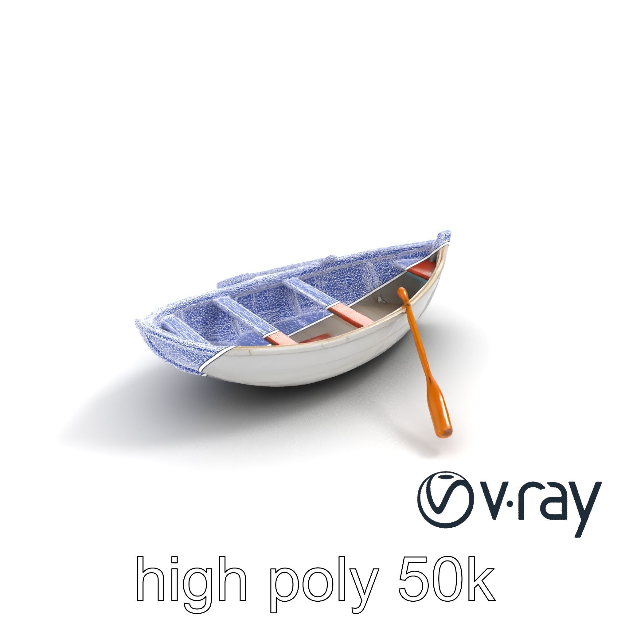 Rowboat with Oars Coastal Design model pack Low-poly 3D model_16
