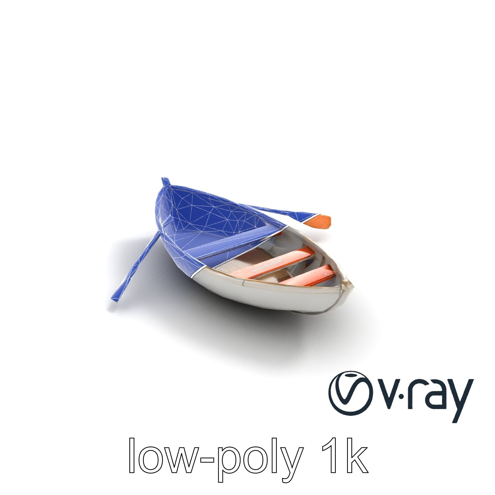 Rowboat with Oars Coastal Design model pack Low-poly 3D model_15