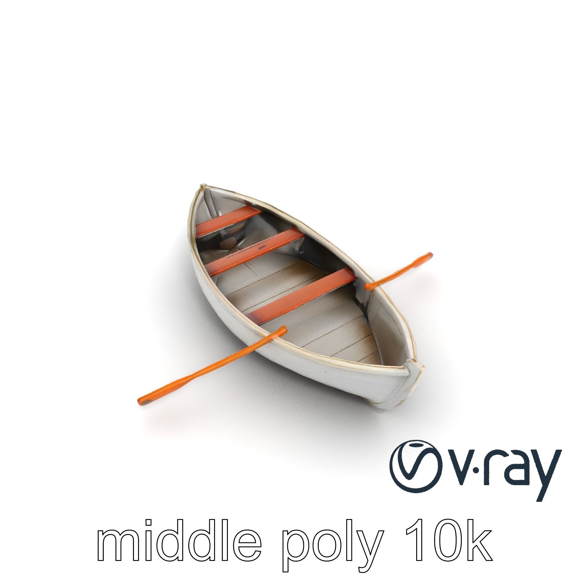 Rowboat with Oars Coastal Design model pack Low-poly 3D model_25