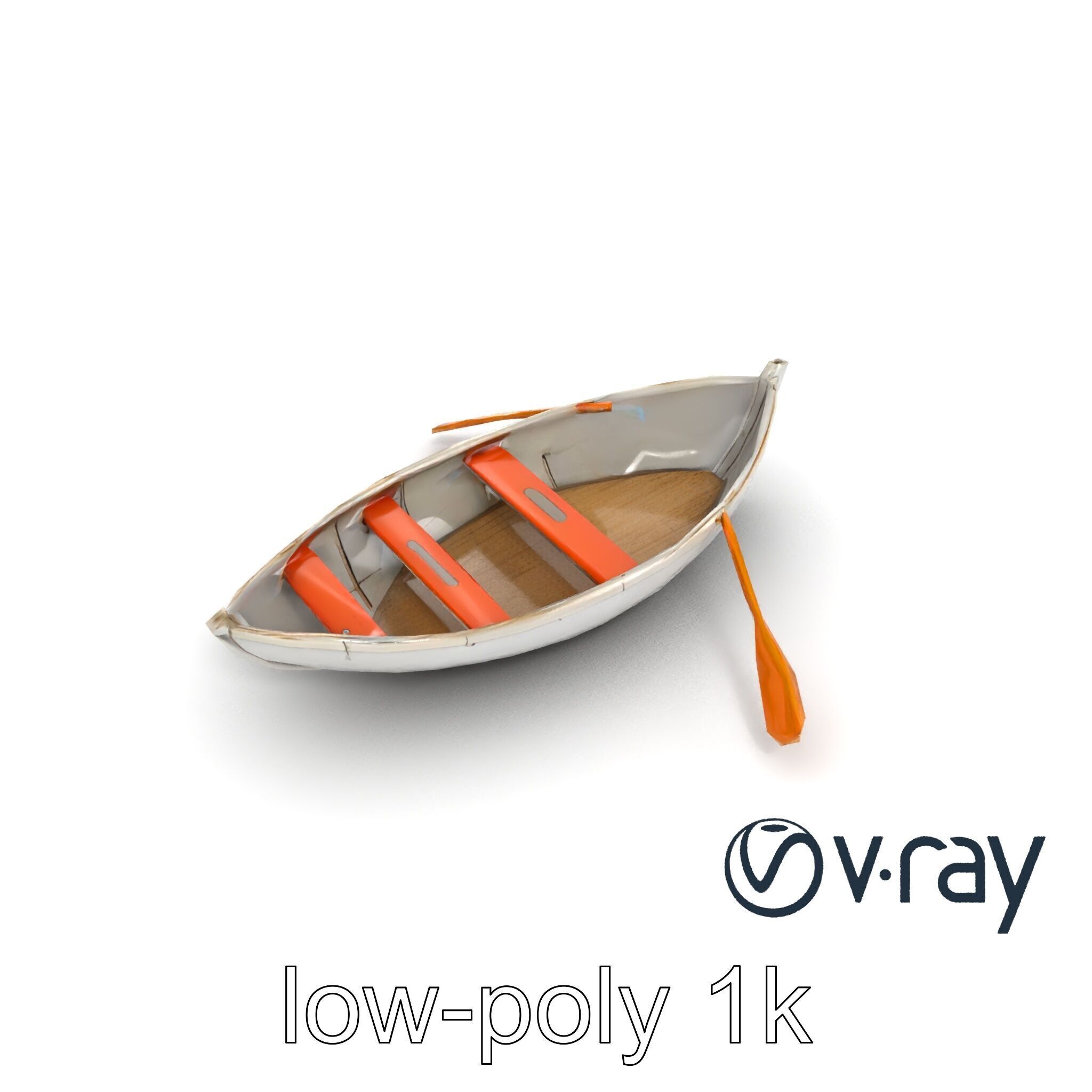Rowboat with Oars Coastal Design model pack Low-poly 3D model_14