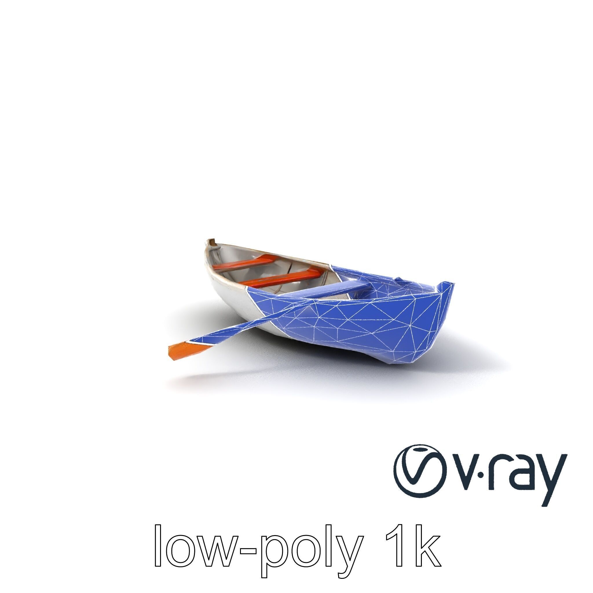 Rowboat with Oars Coastal Design model pack Low-poly 3D model_7