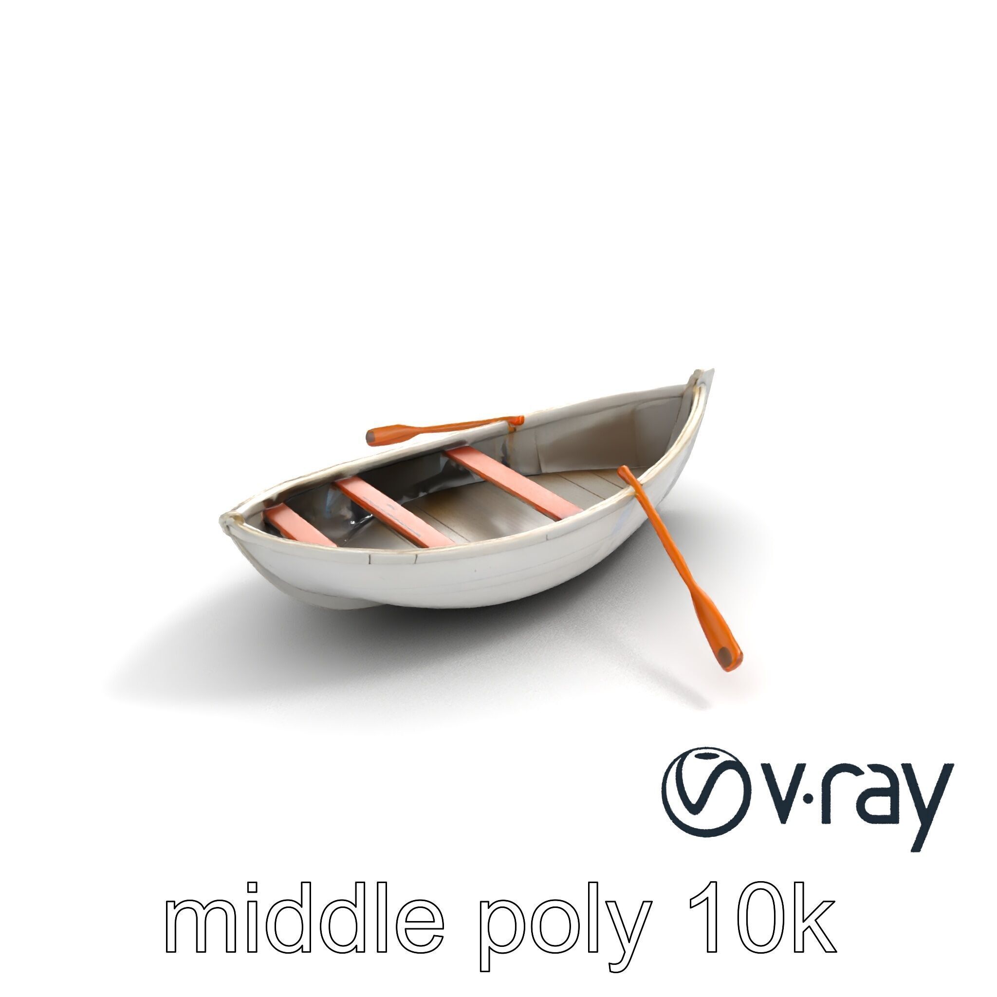 Rowboat with Oars Coastal Design model pack Low-poly 3D model_8