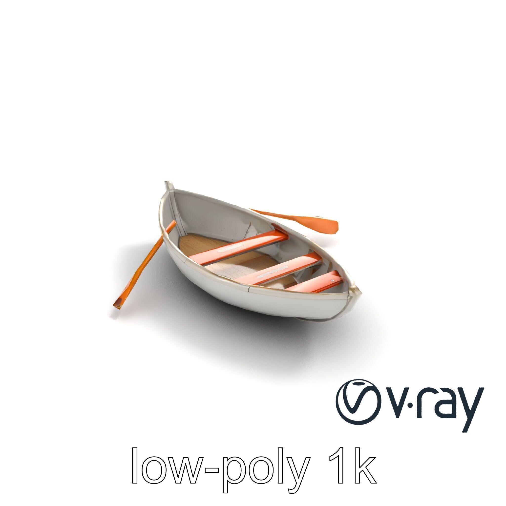 Rowboat with Oars Coastal Design model pack Low-poly 3D model_9