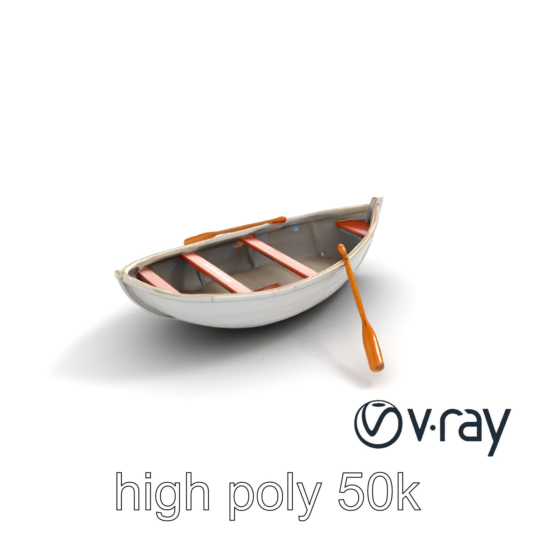Rowboat with Oars Coastal Design model pack Low-poly 3D model_12