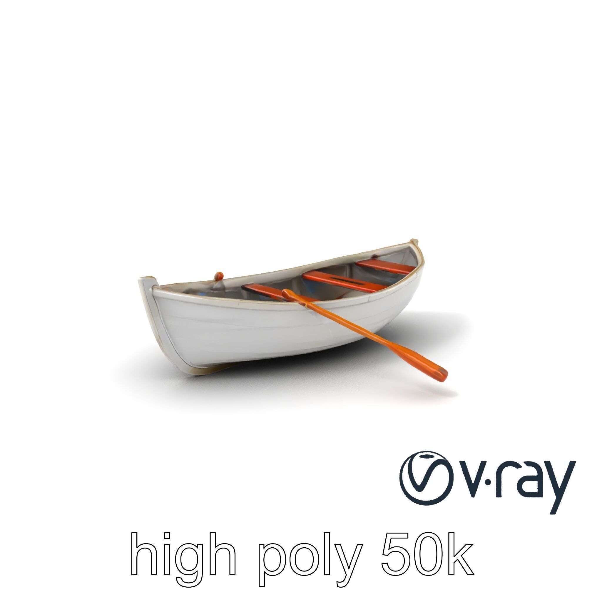 Rowboat with Oars Coastal Design model pack Low-poly 3D model_2