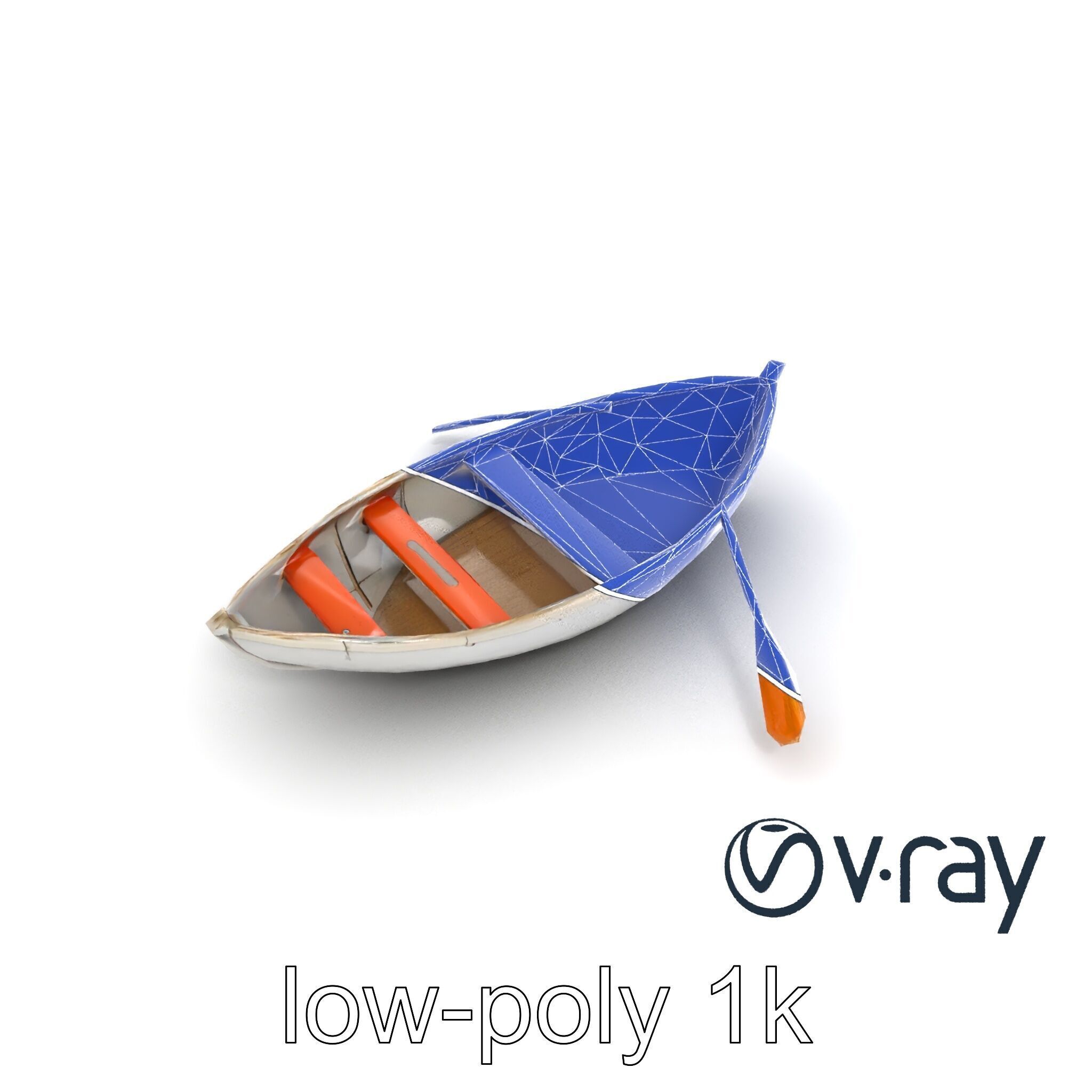 Rowboat with Oars Coastal Design model pack Low-poly 3D model_18
