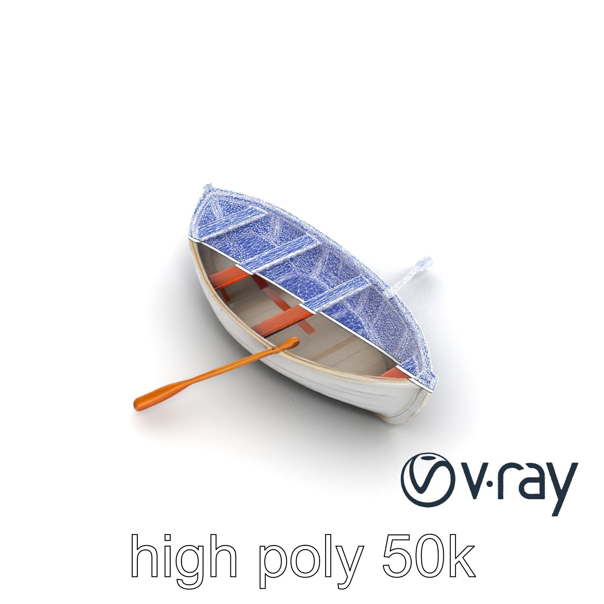Rowboat with Oars Coastal Design model pack Low-poly 3D model_23