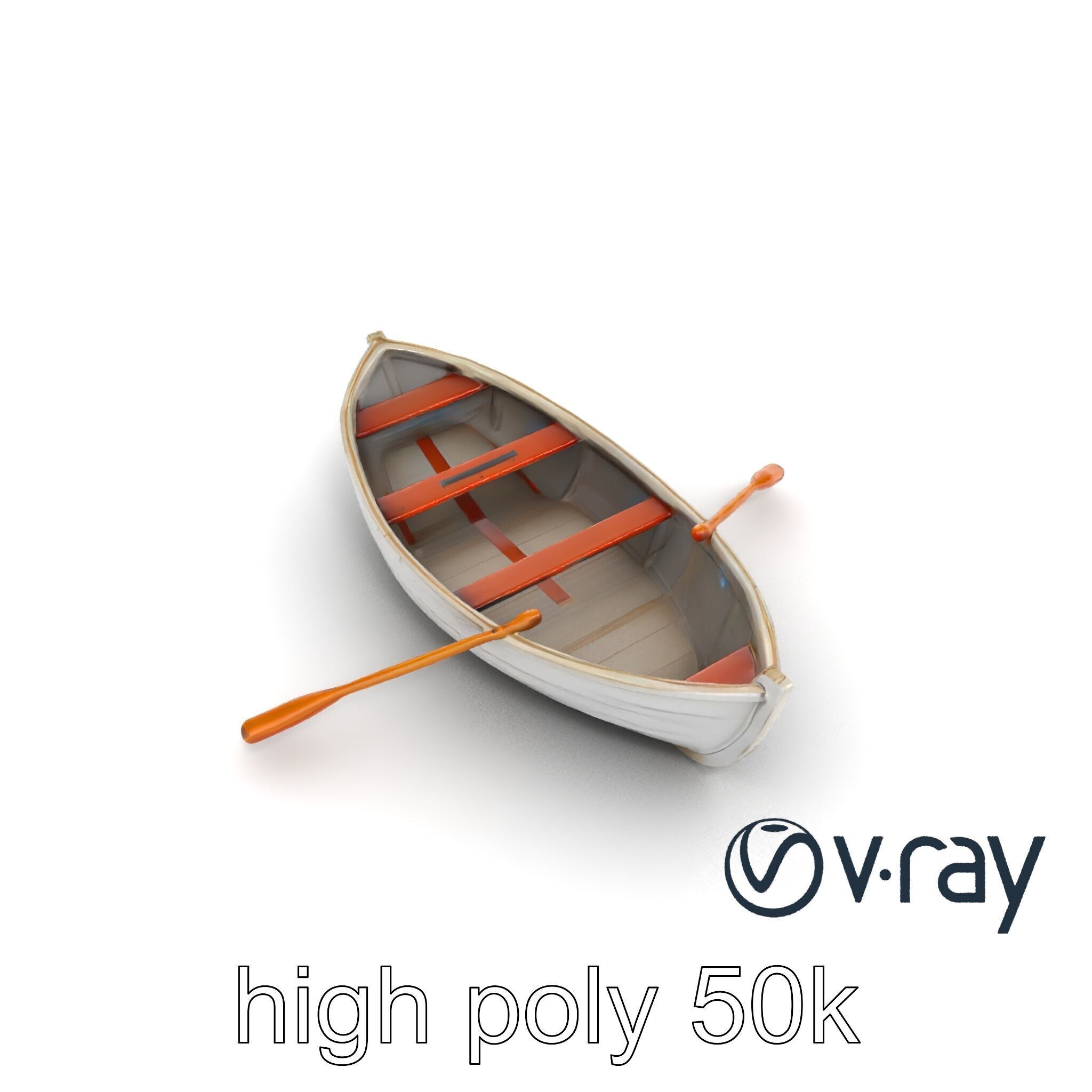 Rowboat with Oars Coastal Design model pack Low-poly 3D model_28