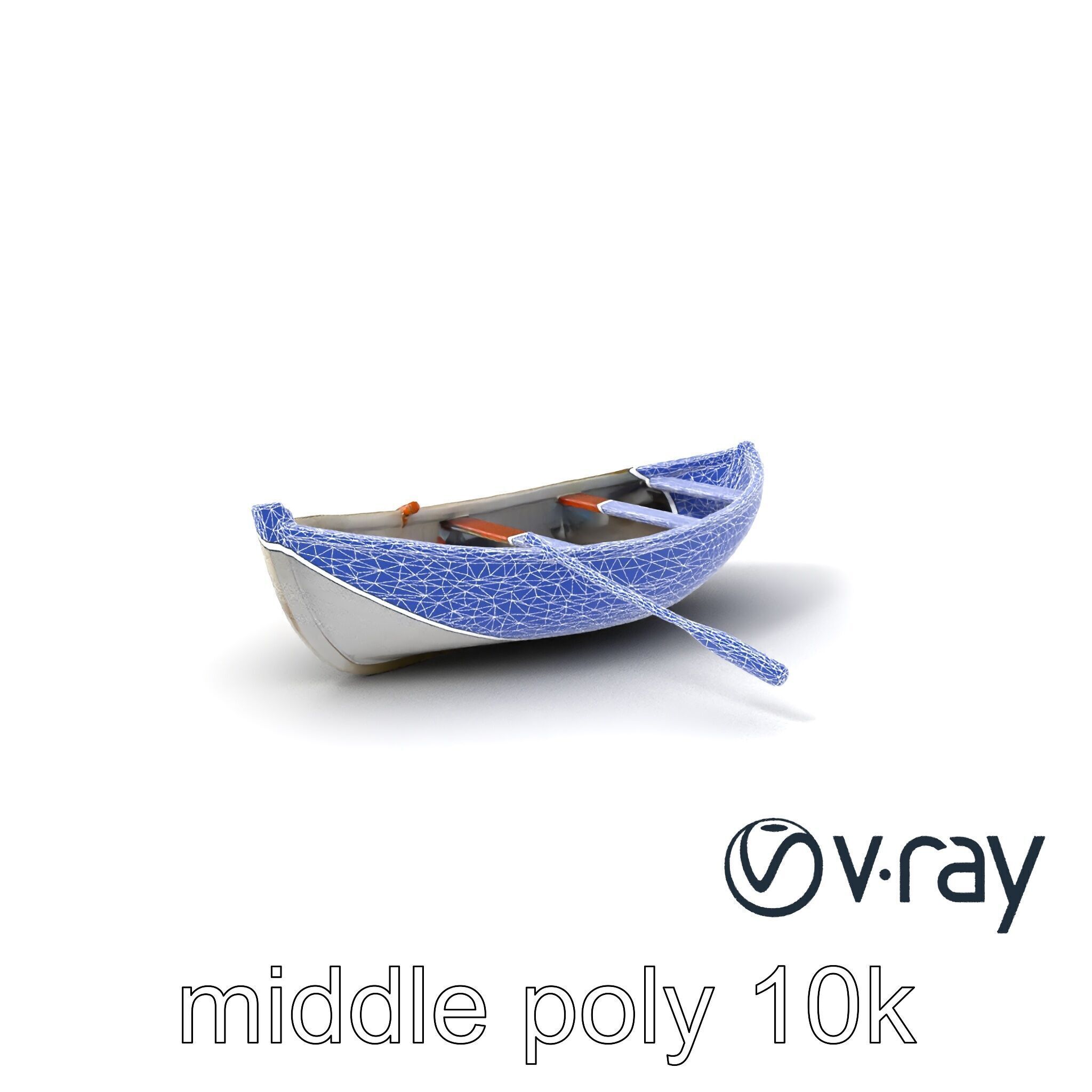 Rowboat with Oars Coastal Design model pack Low-poly 3D model_6