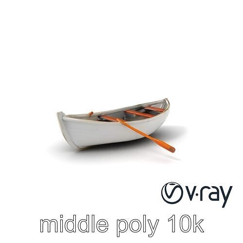 Rowboat with Oars Coastal Design model pack Low-poly 3D model