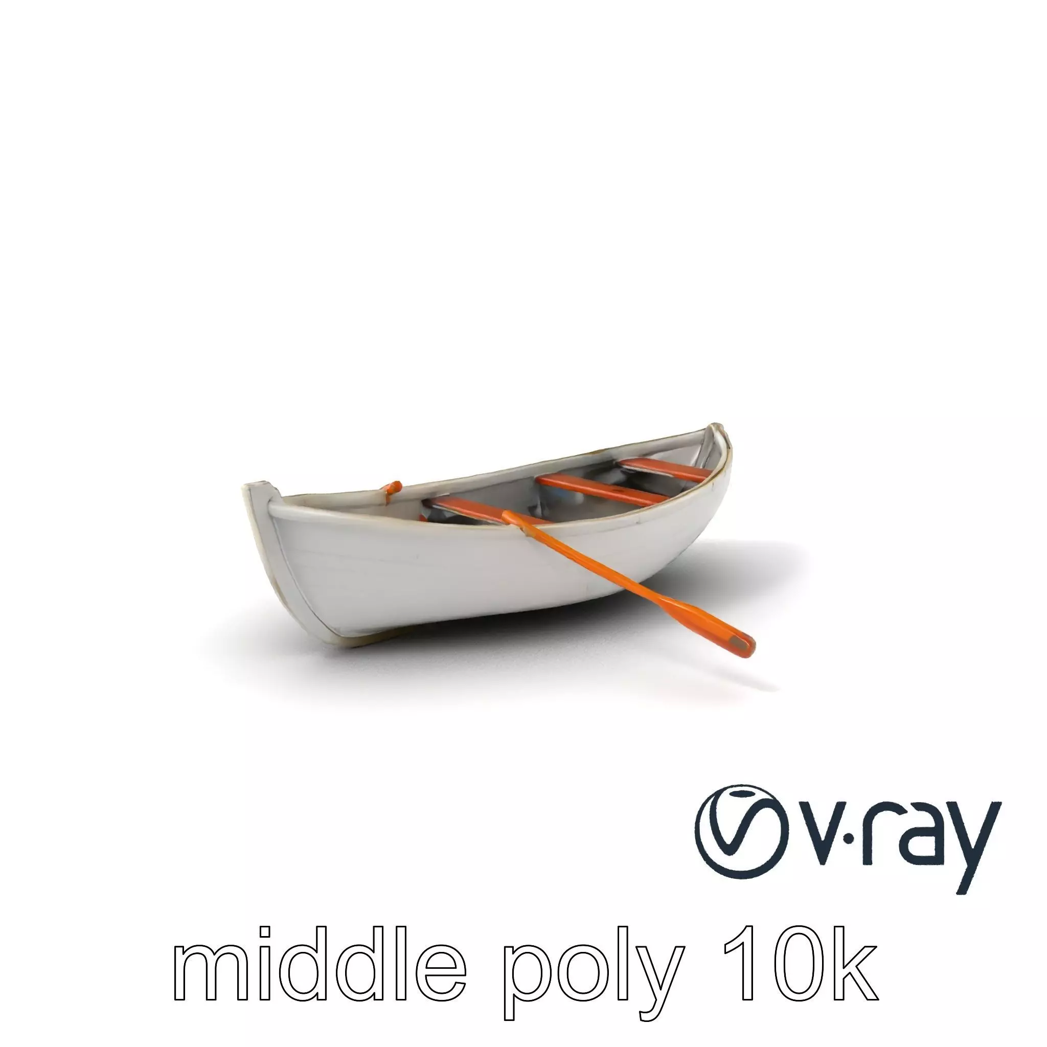 Rowboat with Oars Coastal Design model pack Low-poly 3D model_0