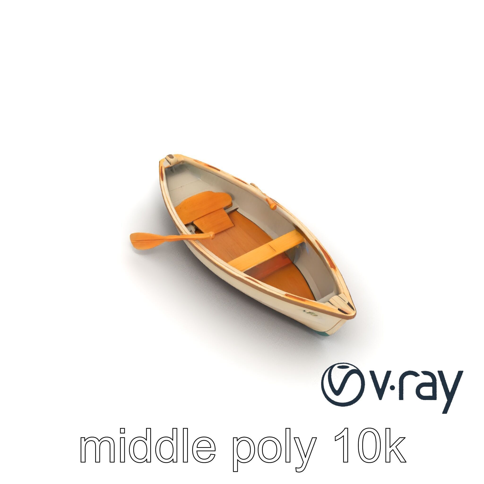 Vintage Rowboat with Oars model pack Low-poly 3D model_11