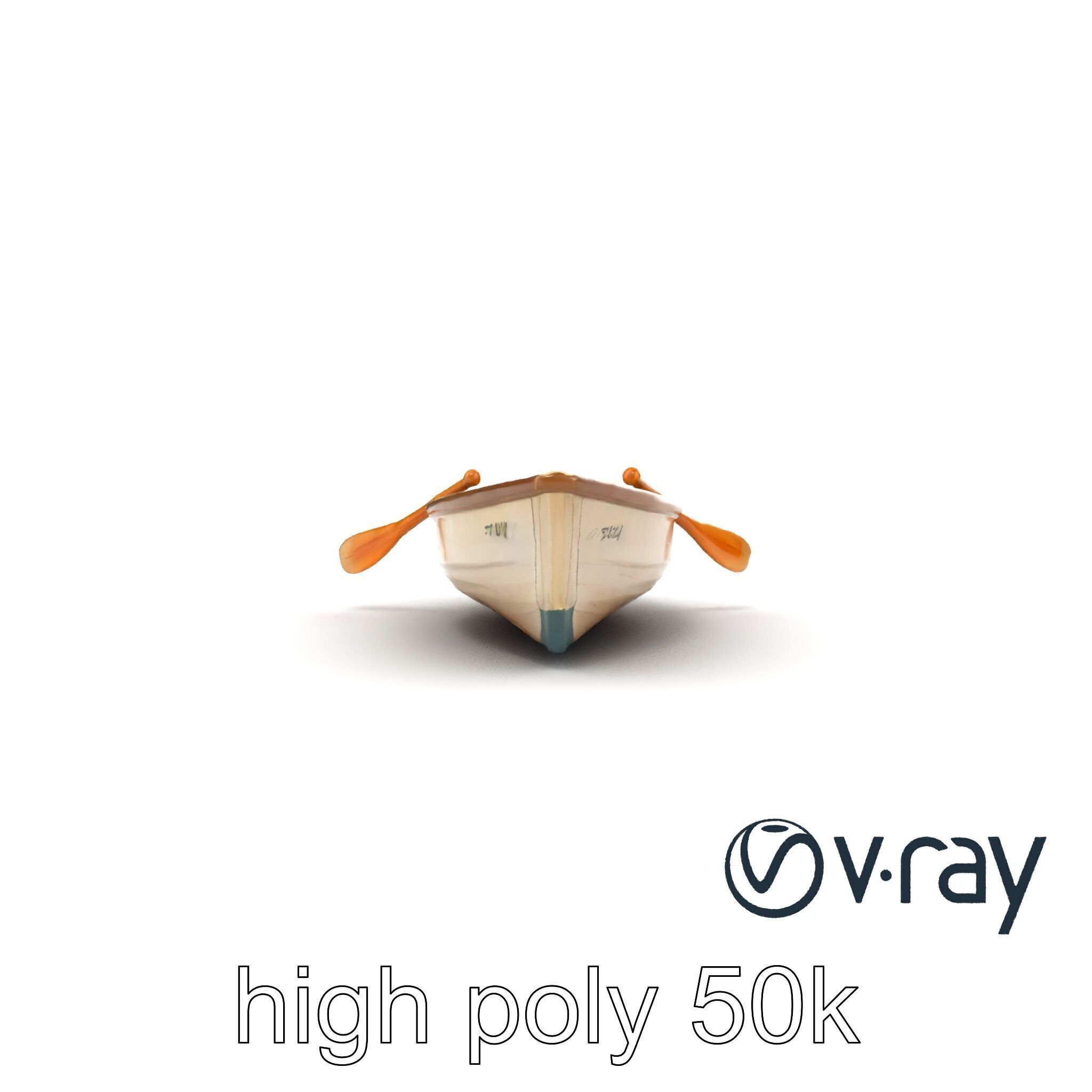 Vintage Rowboat with Oars model pack Low-poly 3D model_17