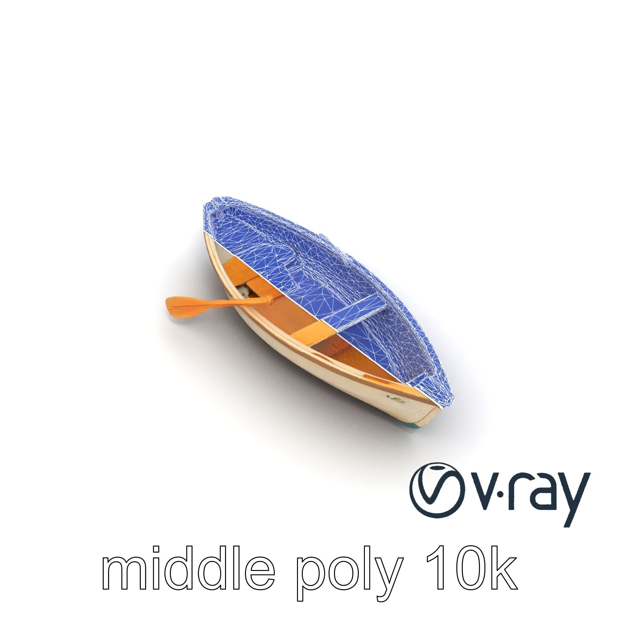 Vintage Rowboat with Oars model pack Low-poly 3D model_32