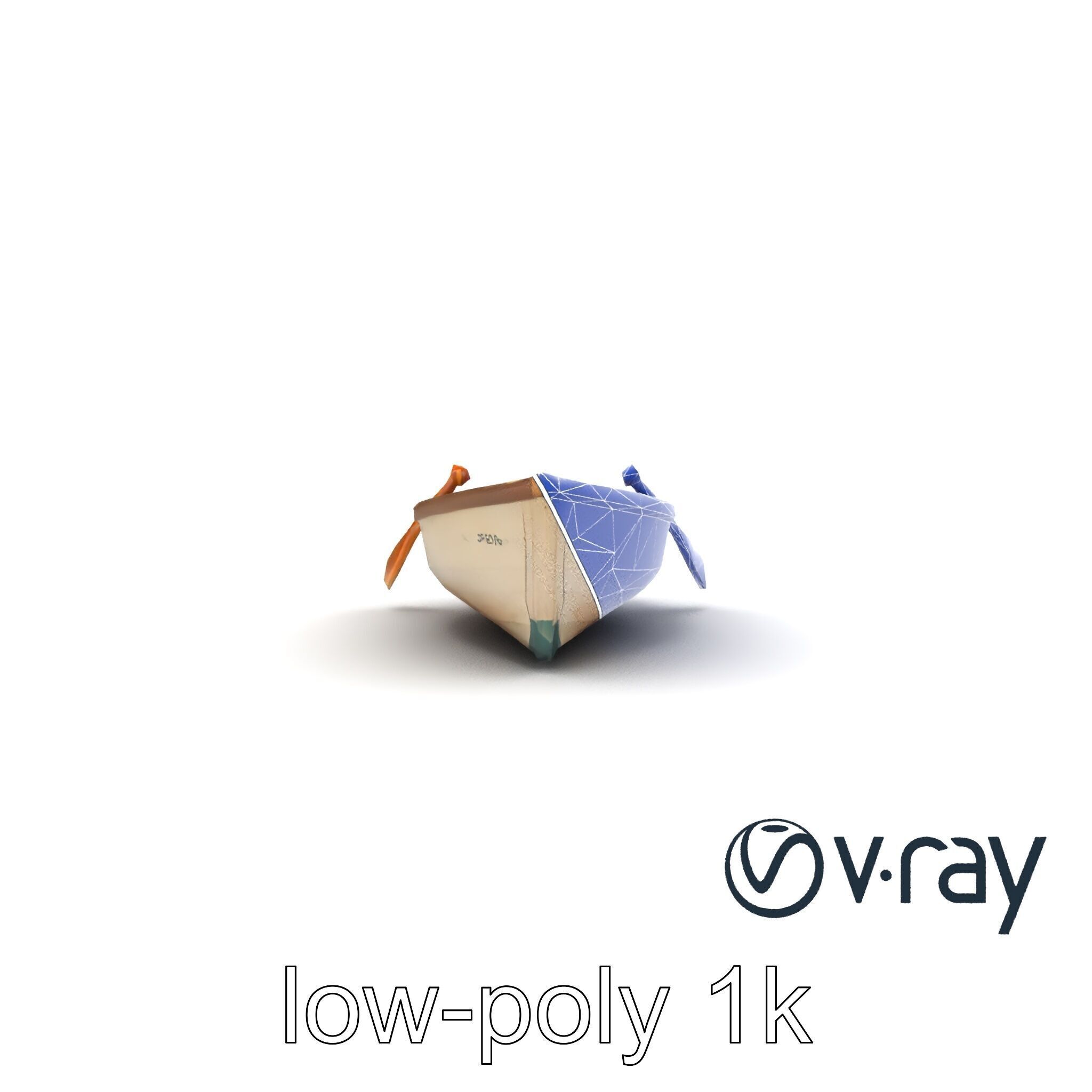 Vintage Rowboat with Oars model pack Low-poly 3D model_15