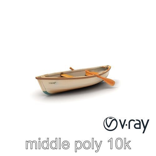 Vintage Rowboat with Oars model pack Low-poly 3D model