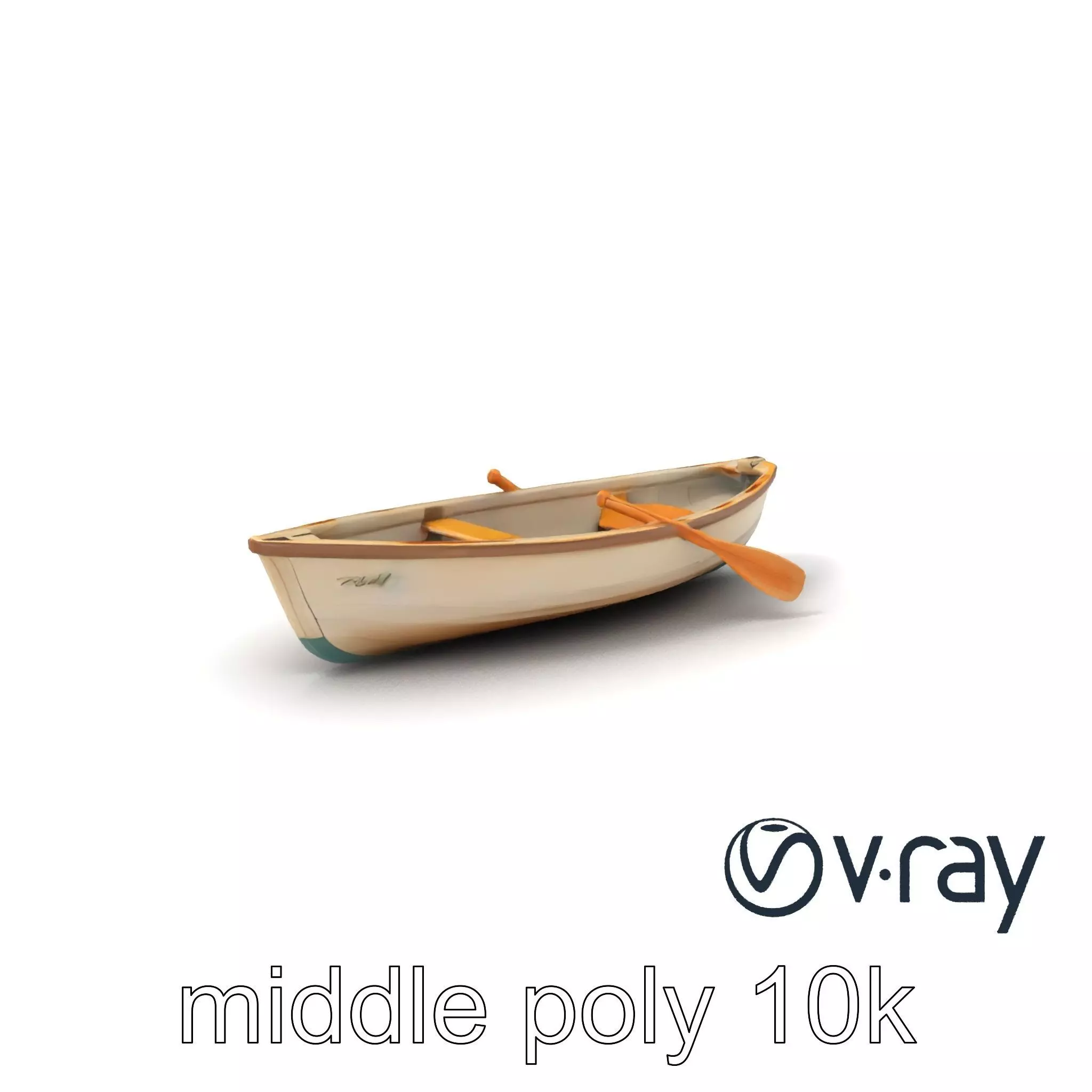 Vintage Rowboat with Oars model pack Low-poly 3D model_0