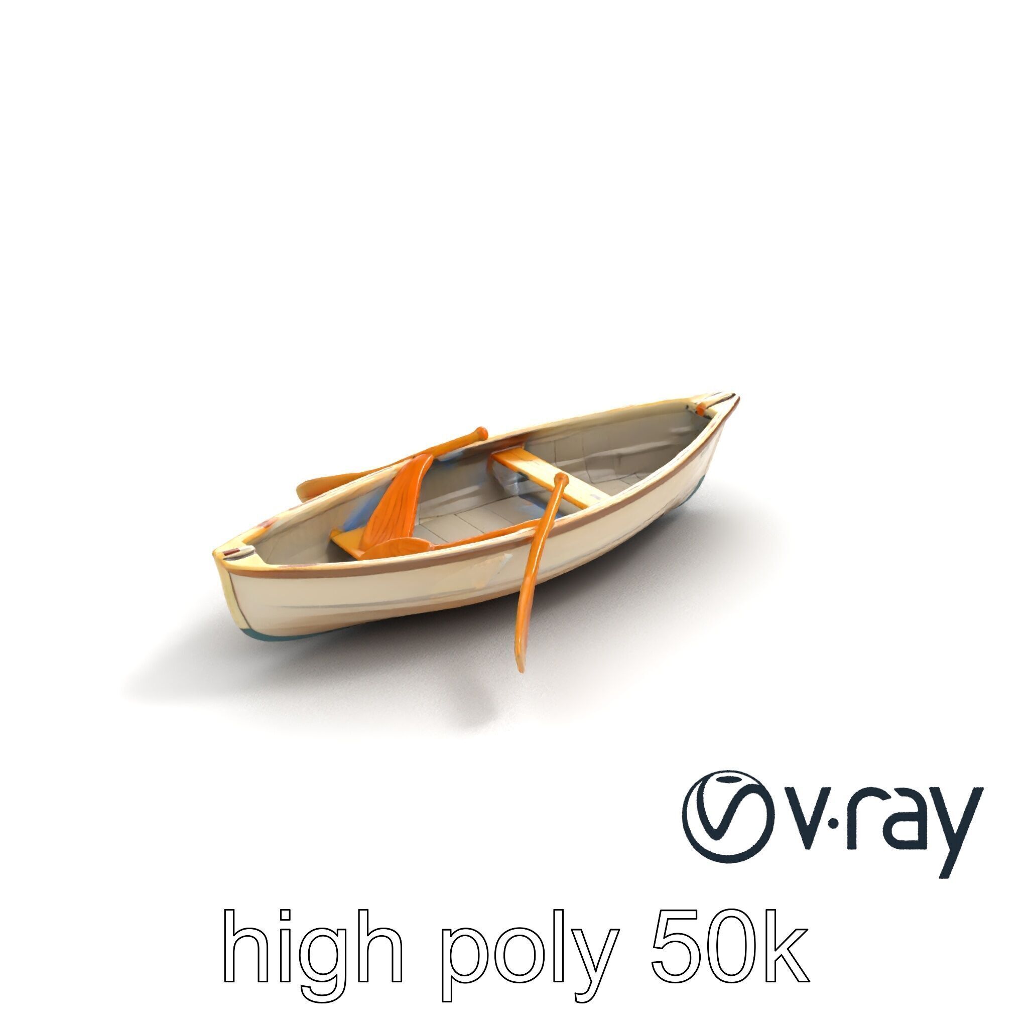Vintage Rowboat with Oars model pack Low-poly 3D model_27