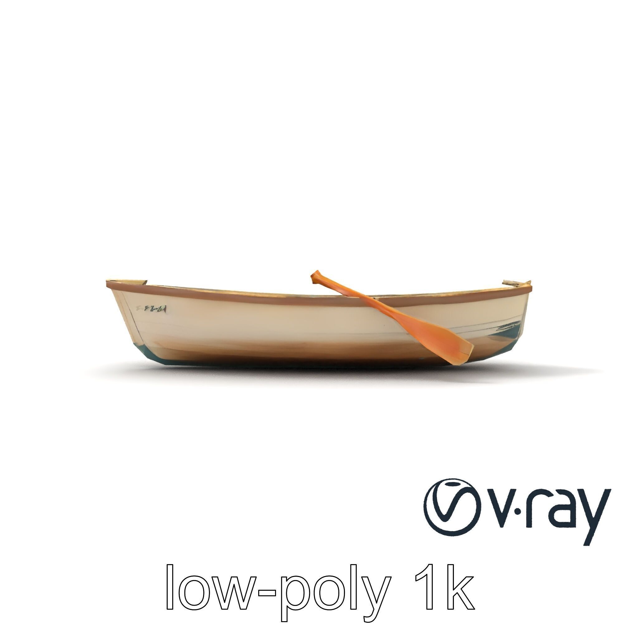 Vintage Rowboat with Oars model pack Low-poly 3D model_23