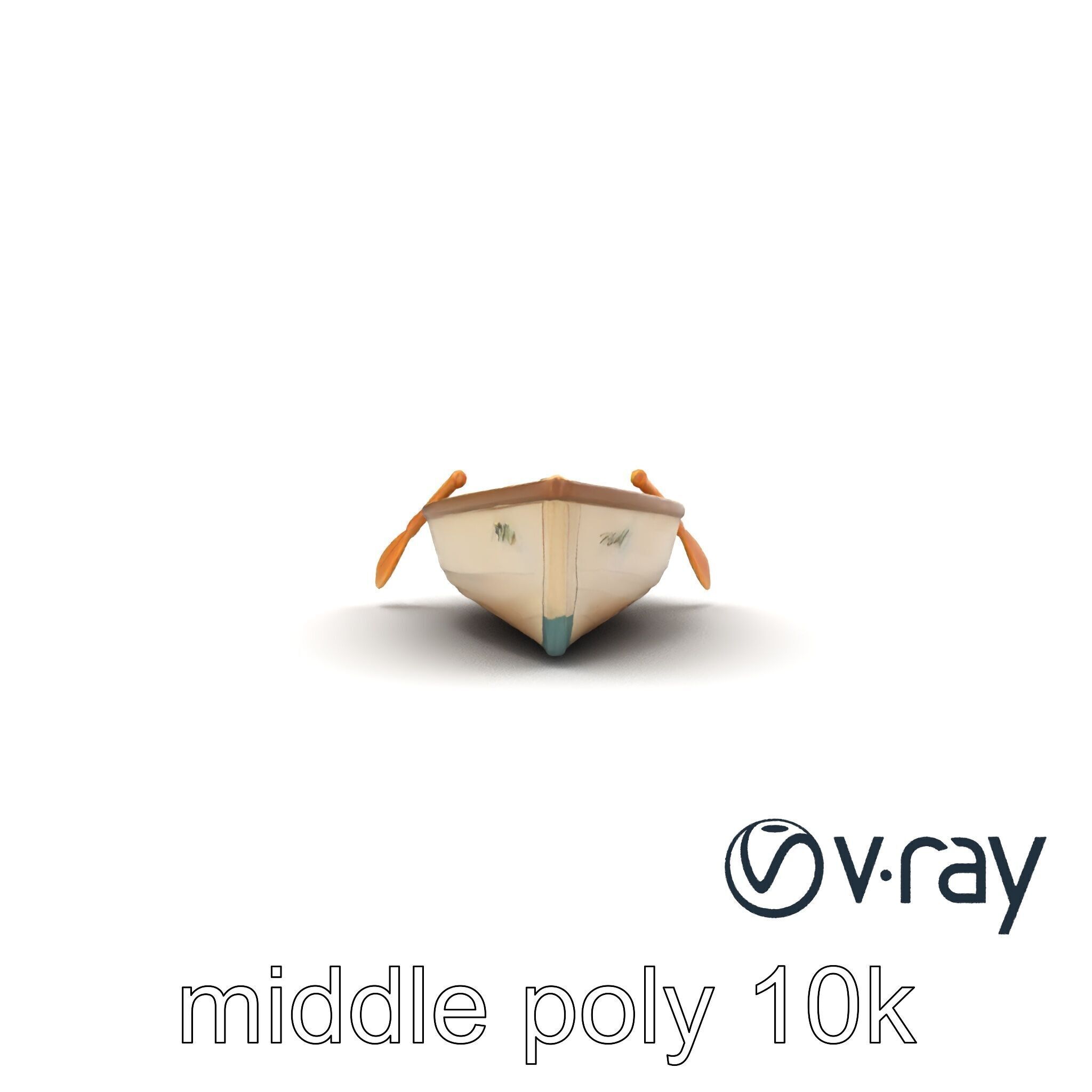 Vintage Rowboat with Oars model pack Low-poly 3D model_25