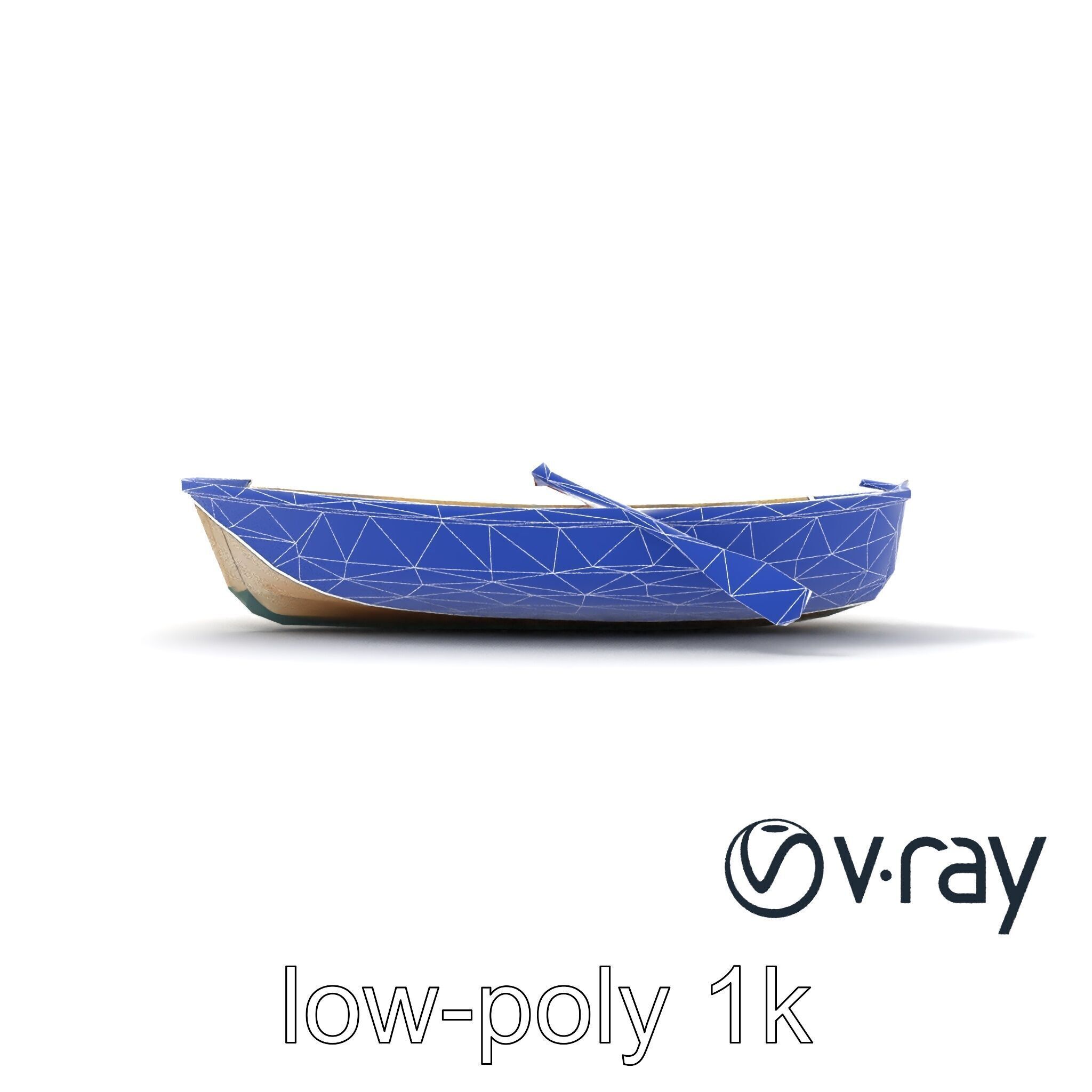 Vintage Rowboat with Oars model pack Low-poly 3D model_31