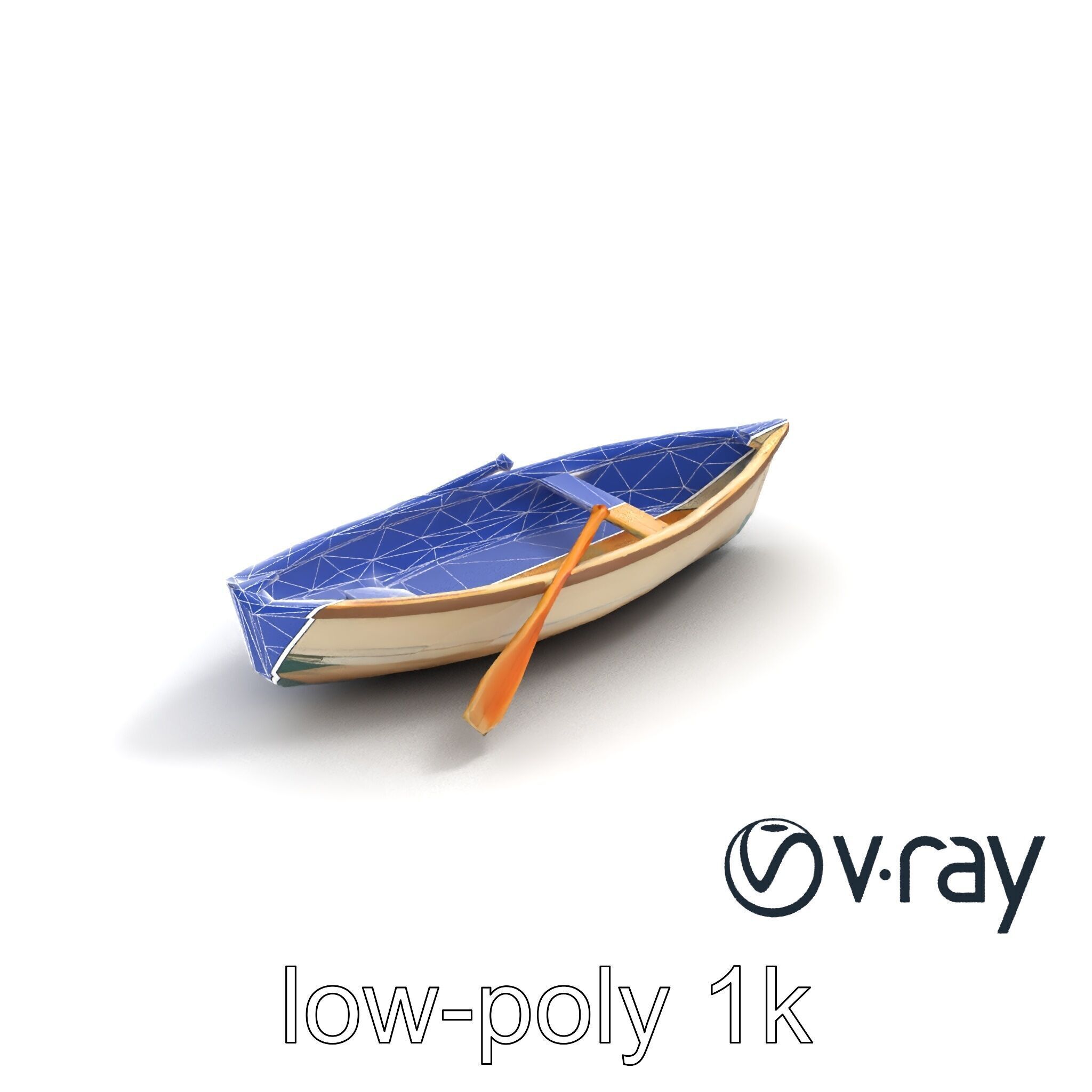 Vintage Rowboat with Oars model pack Low-poly 3D model_20