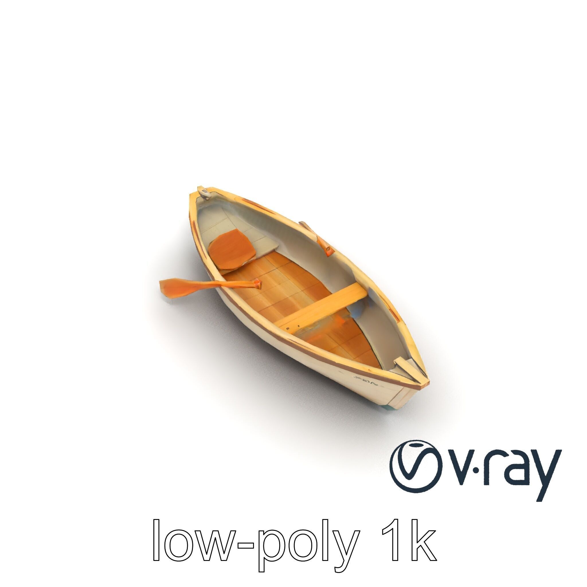 Vintage Rowboat with Oars model pack Low-poly 3D model_13