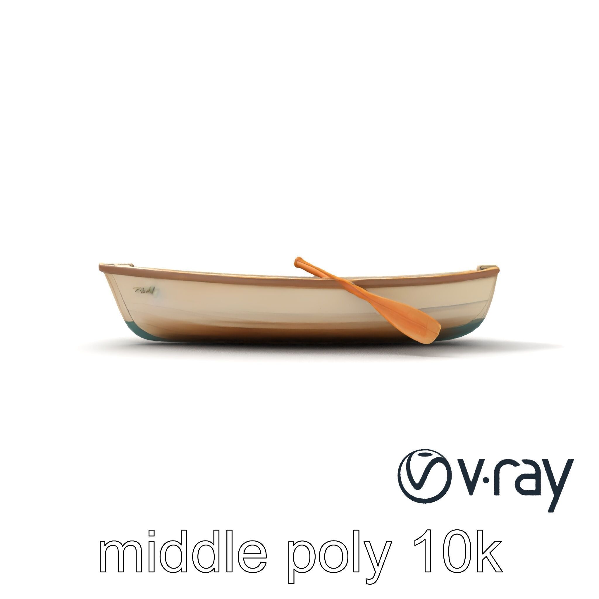 Vintage Rowboat with Oars model pack Low-poly 3D model_21