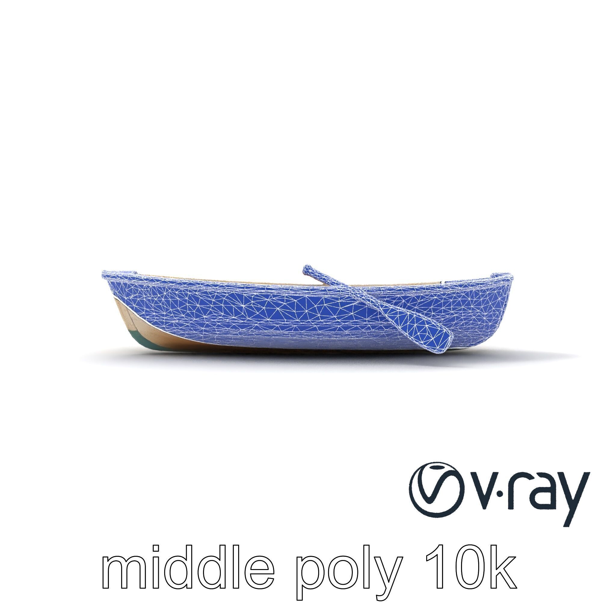 Vintage Rowboat with Oars model pack Low-poly 3D model_24