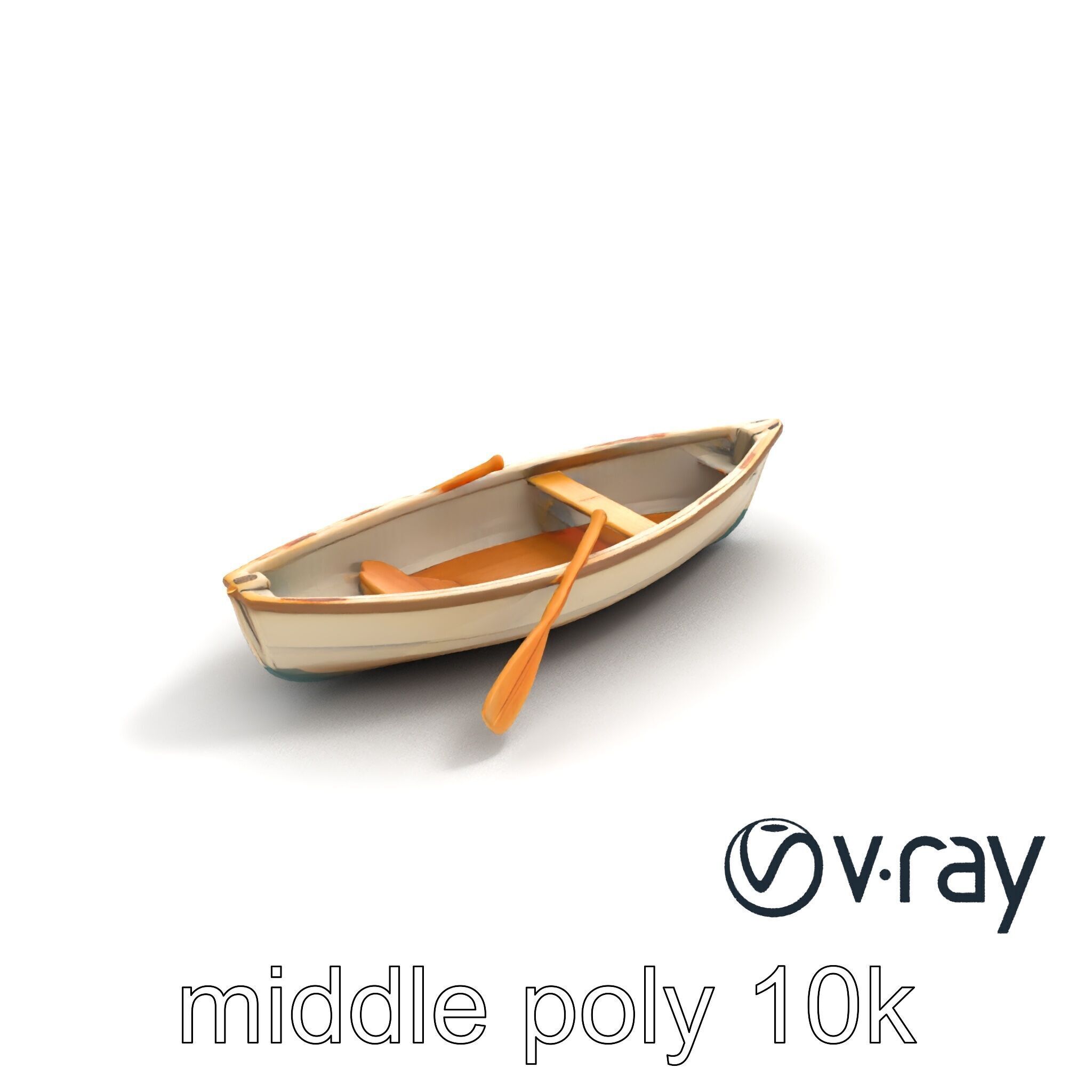 Vintage Rowboat with Oars model pack Low-poly 3D model_8