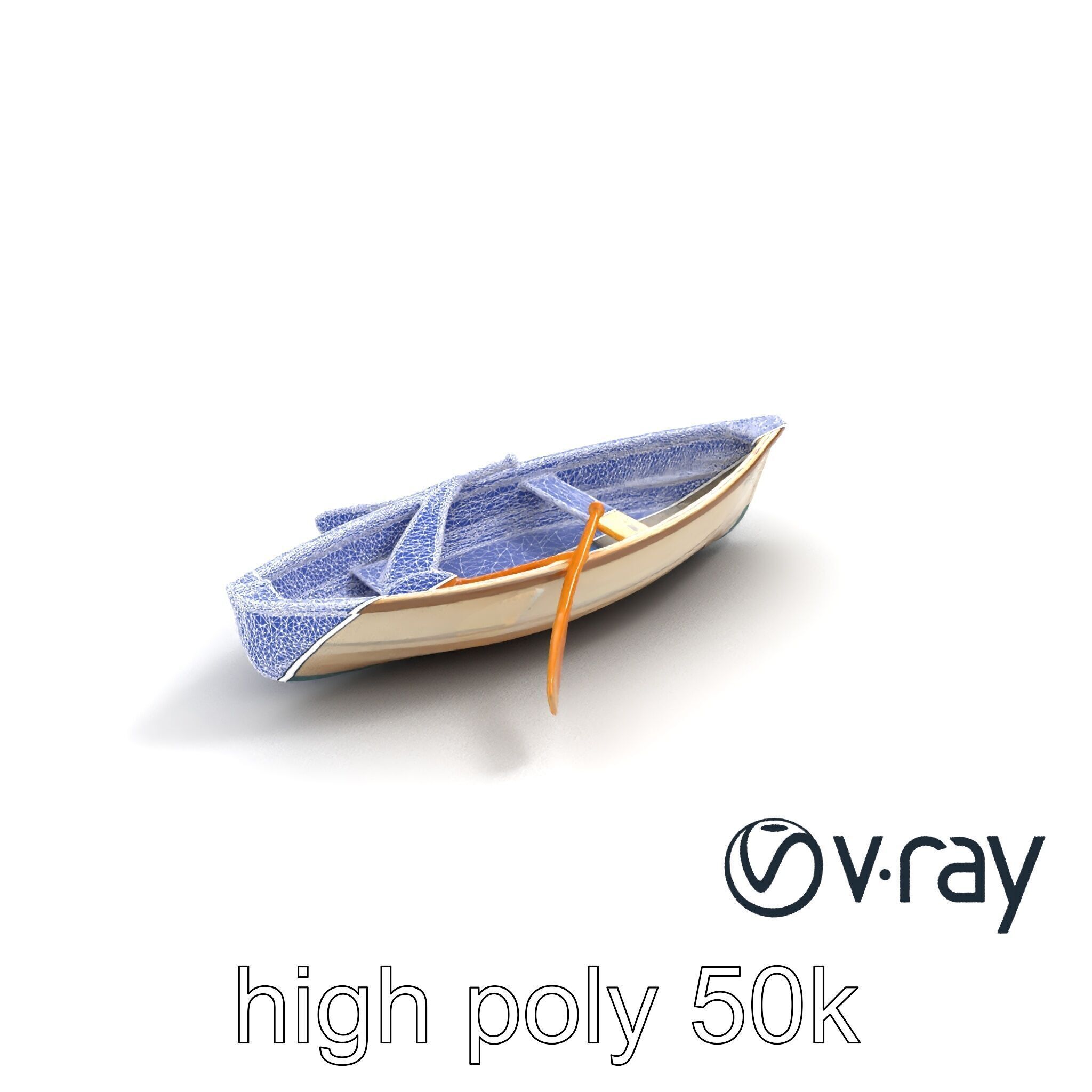 Vintage Rowboat with Oars model pack Low-poly 3D model_22