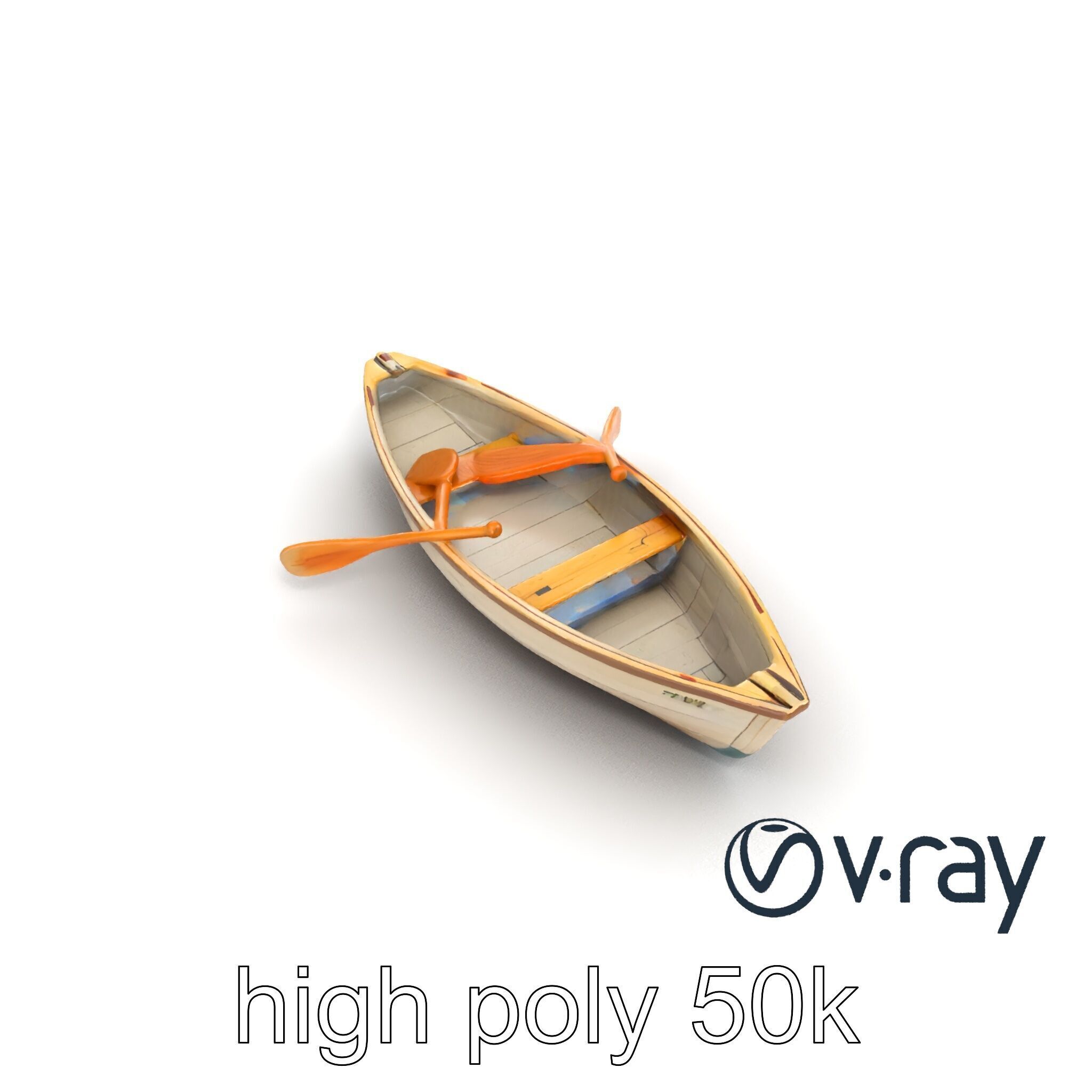 Vintage Rowboat with Oars model pack Low-poly 3D model_26
