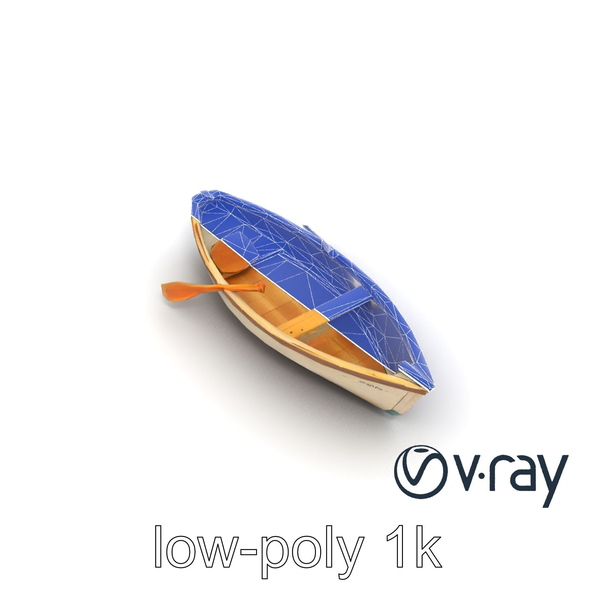 Vintage Rowboat with Oars model pack Low-poly 3D model_29
