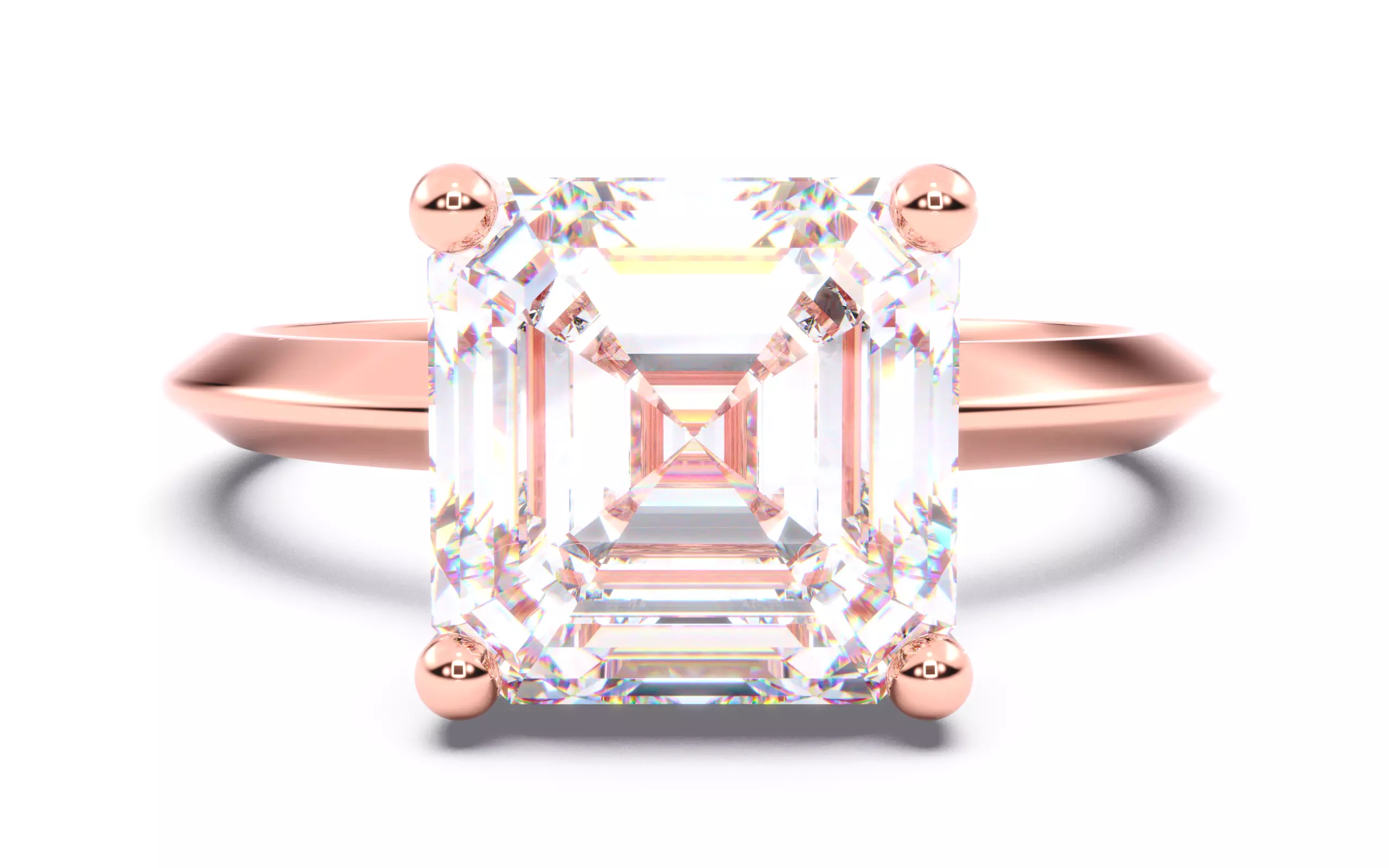 Asscher Diamond Solitaire Ring 3D print model