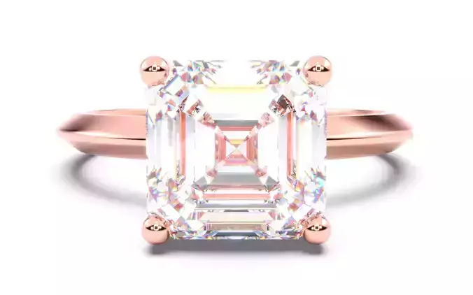 Asscher Diamond Solitaire Ring 3D print model