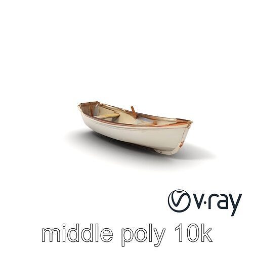 Rustic Rowboat with Oars 3D model pack Low-poly 3D model