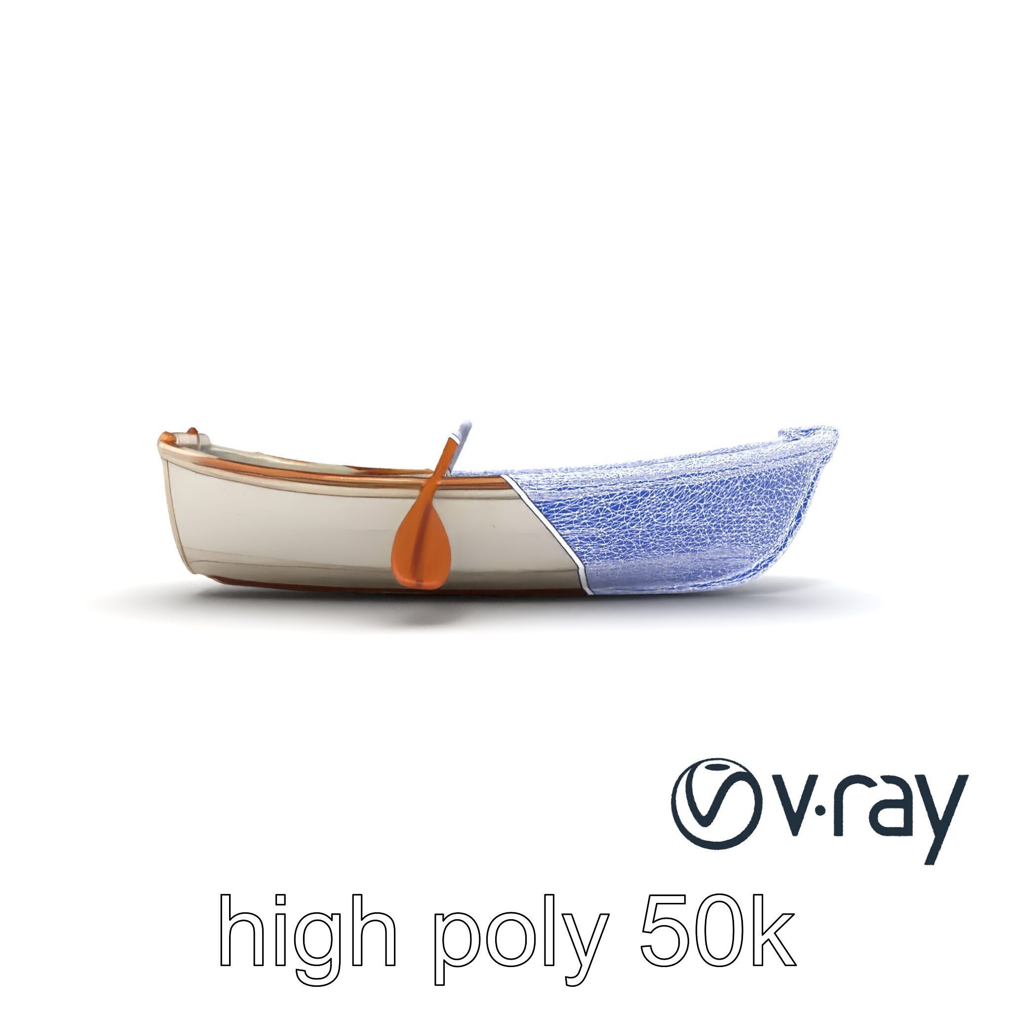 Rustic Rowboat with Oars 3D model pack Low-poly 3D model_16