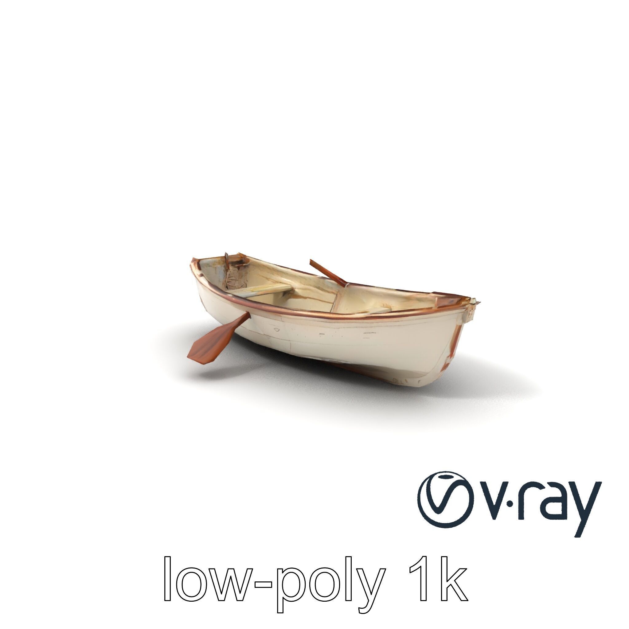 Rustic Rowboat with Oars 3D model pack Low-poly 3D model_5