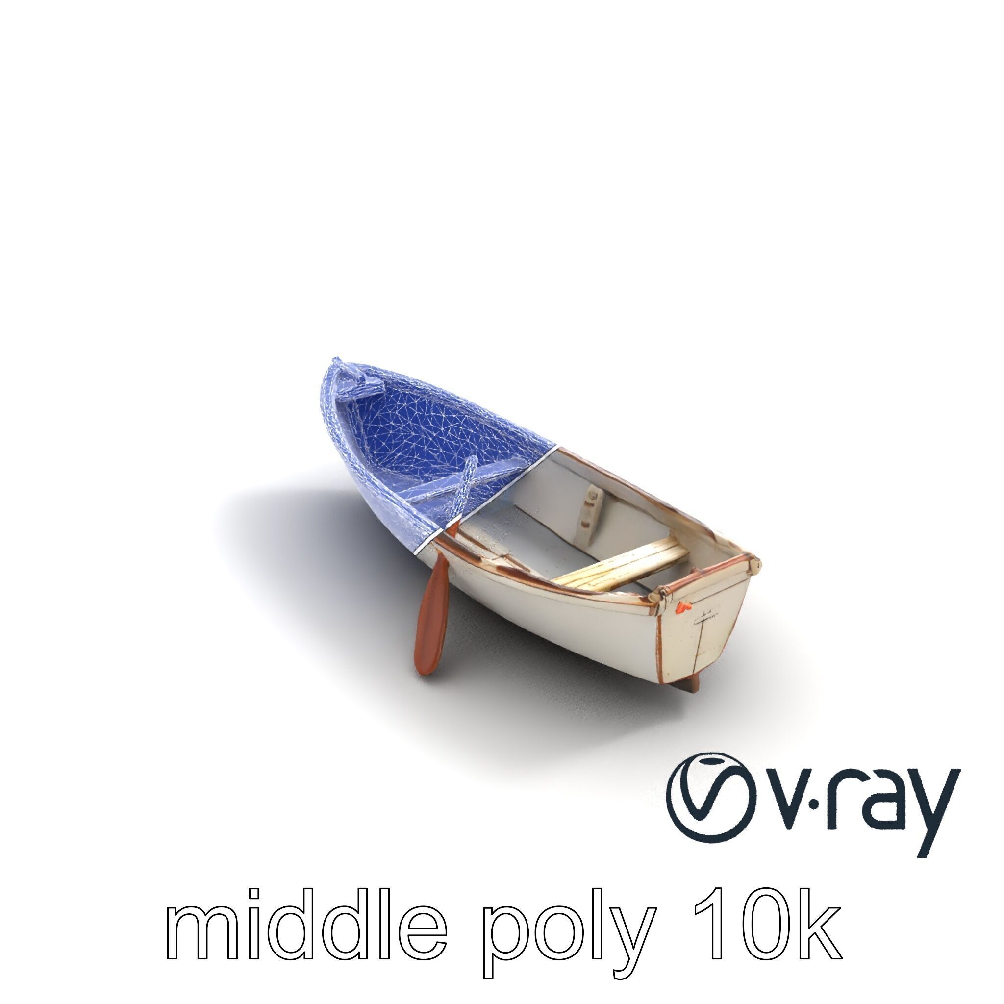 Rustic Rowboat with Oars 3D model pack Low-poly 3D model_11