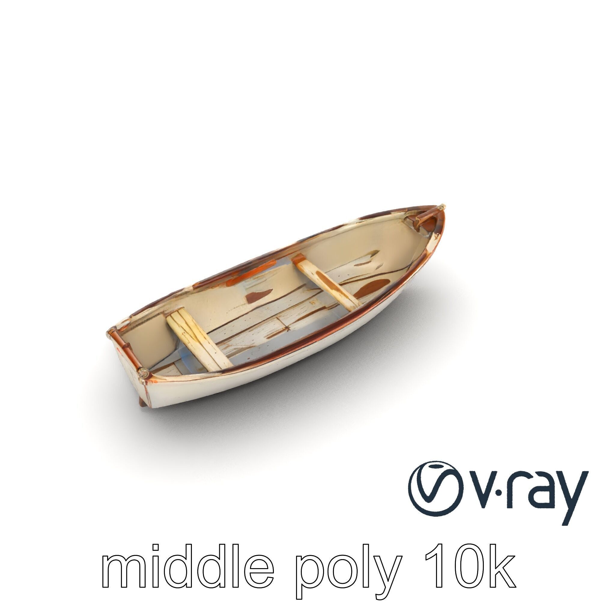 Rustic Rowboat with Oars 3D model pack Low-poly 3D model_29