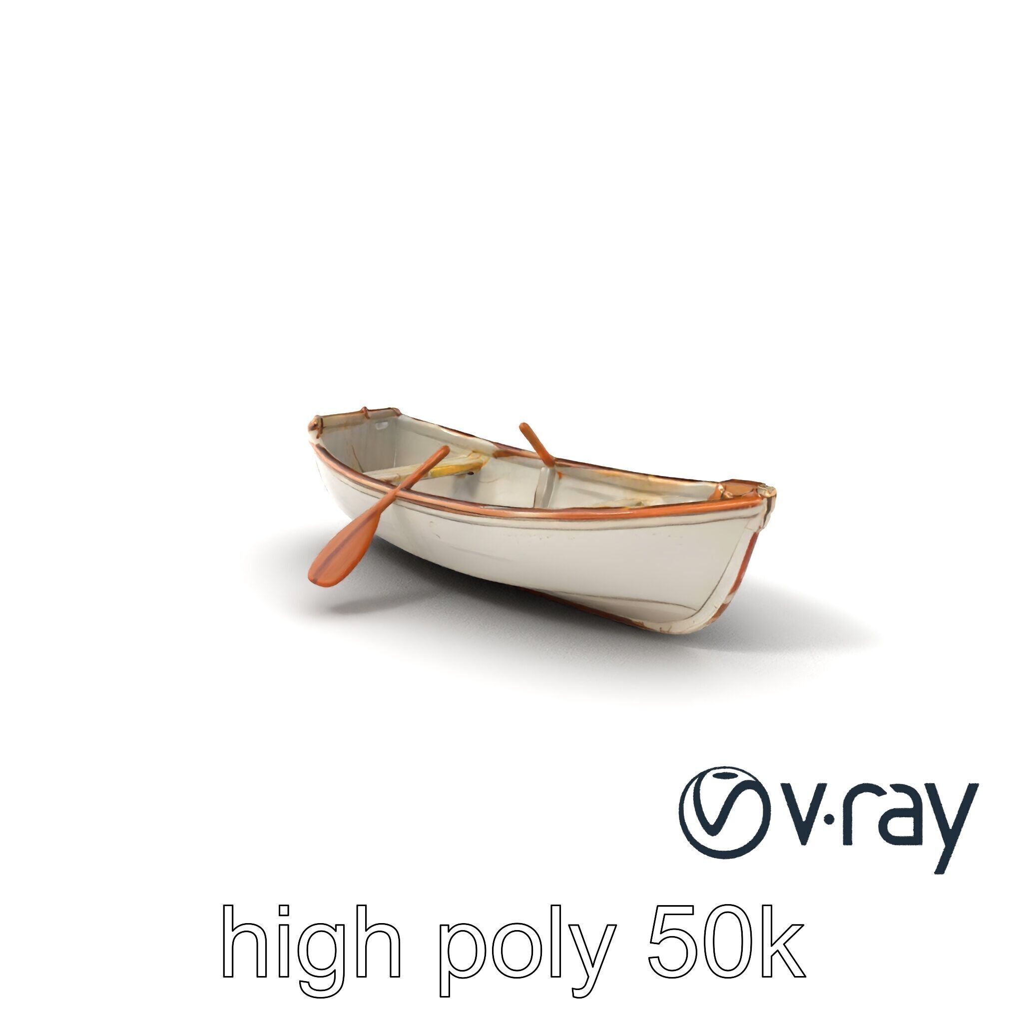 Rustic Rowboat with Oars 3D model pack Low-poly 3D model_2