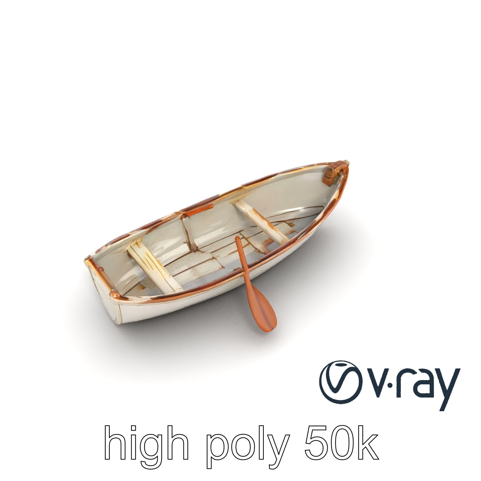 Rustic Rowboat with Oars 3D model pack Low-poly 3D model_12