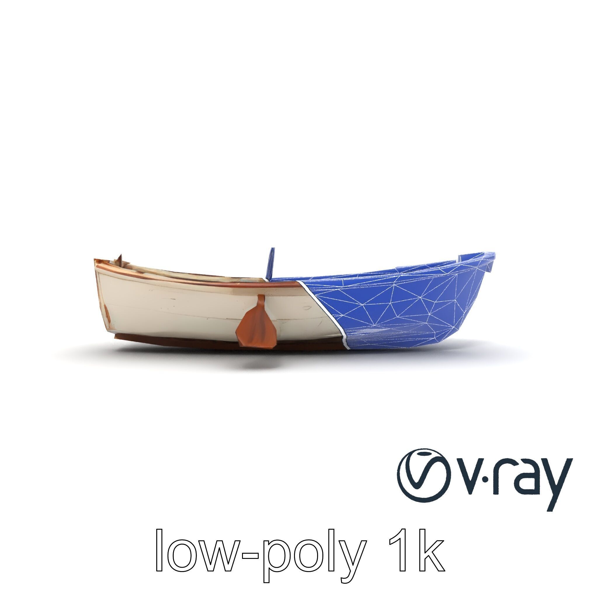 Rustic Rowboat with Oars 3D model pack Low-poly 3D model_17