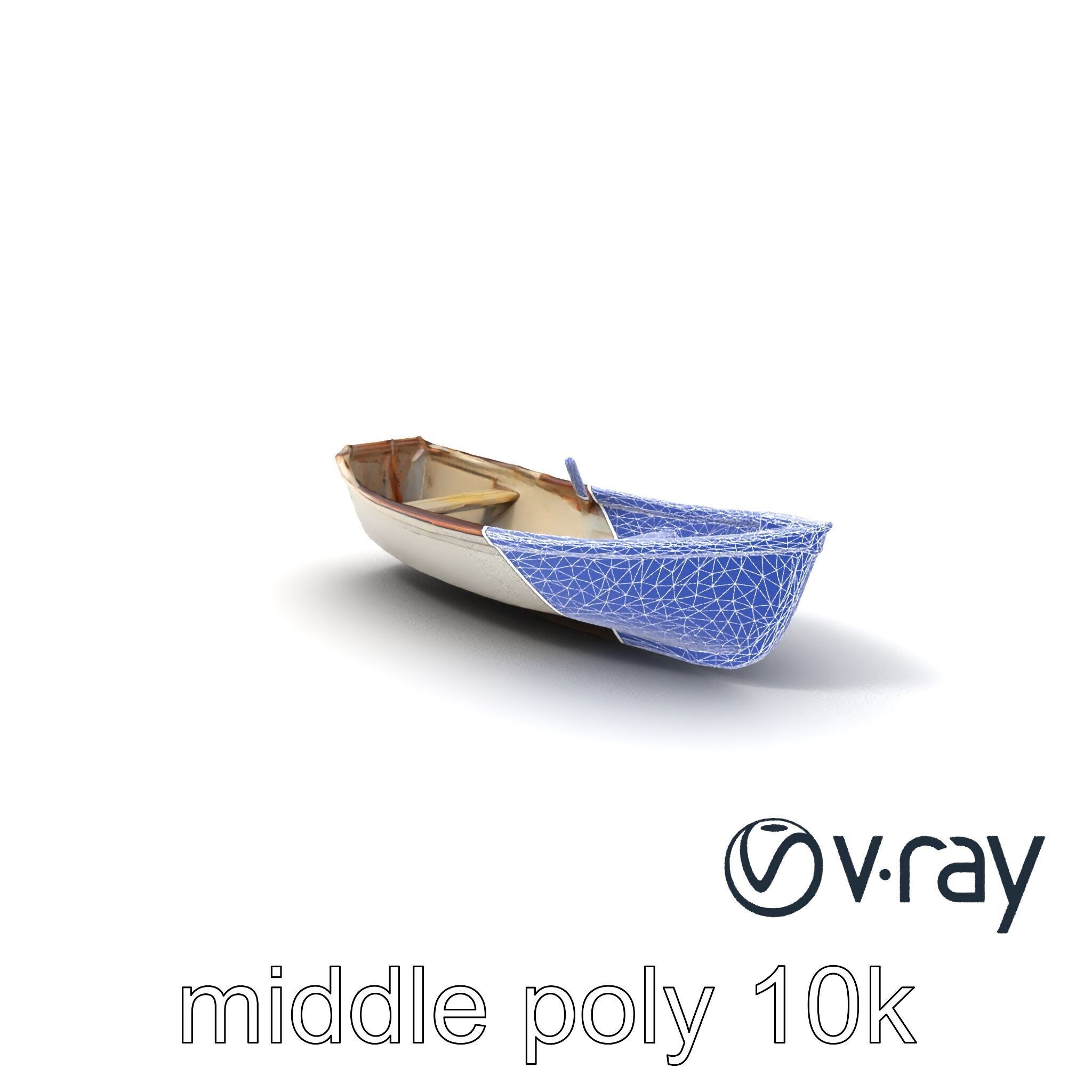 Rustic Rowboat with Oars 3D model pack Low-poly 3D model_6