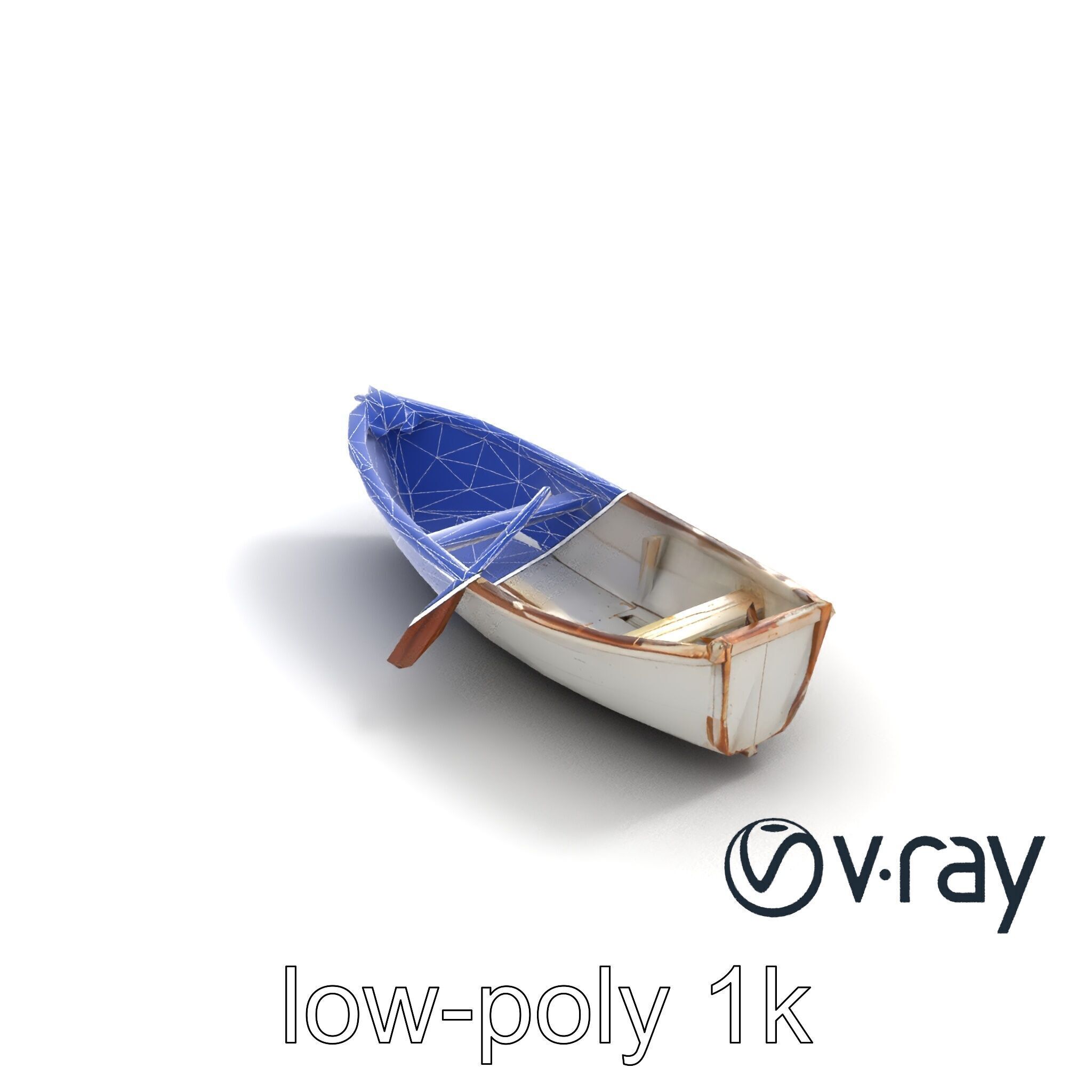 Rustic Rowboat with Oars 3D model pack Low-poly 3D model_14